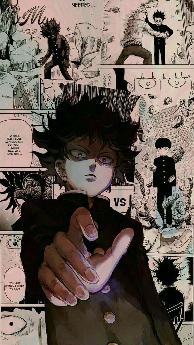 Shigeo Kageyama, spiky hair, manga panel, HD Phone Wallpaper