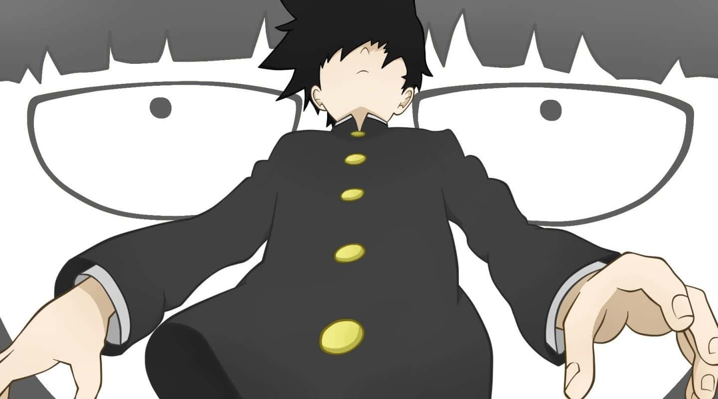 Shigeo Kageyama, black uniform with gold buttons, giant cartoon eyes, HD Desktop Wallpaper