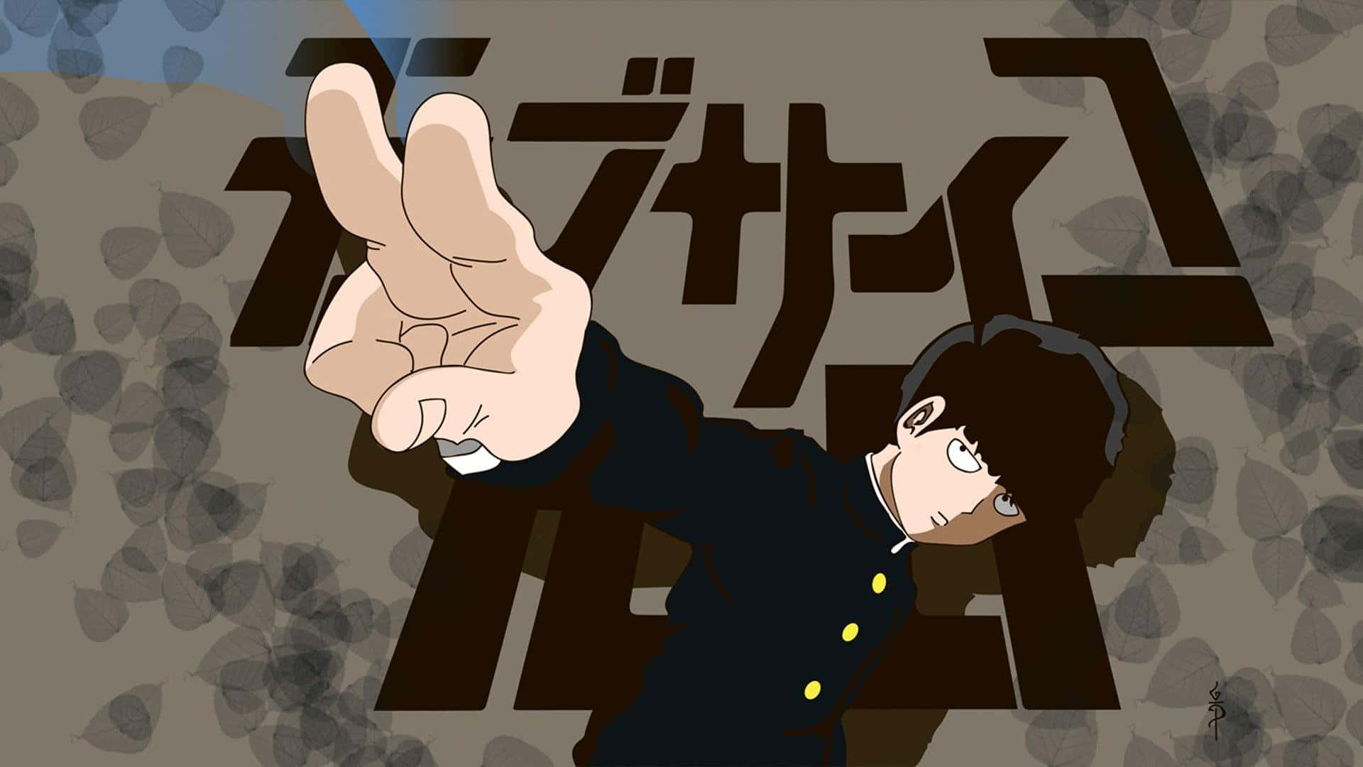 Shigeo Kageyama, school uniform, peace sign, Full HD Desktop Wallpaper