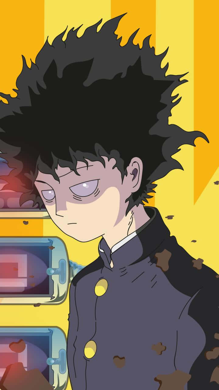 Shigeo Kageyama, spiky-haired anime boy, dark uniform, HD Phone Wallpaper