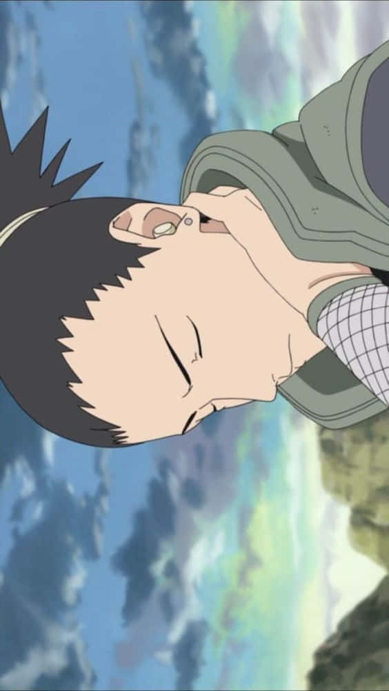 Shikamaru, spiky black hair, vibrant sky backdrop, SD Phone Wallpaper