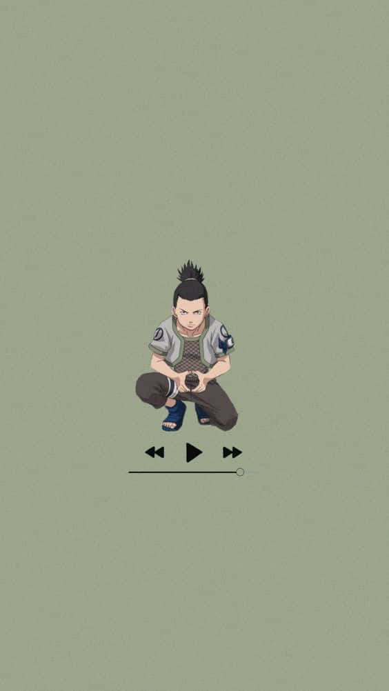 Shikamaru Aesthetic, muted green background, black orb, SD Phone Wallpaper