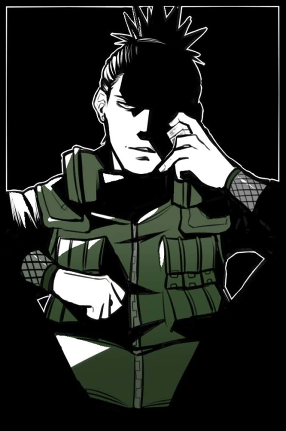 Shikamaru, black and white anime character, green tactical vest, HD Phone Wallpaper