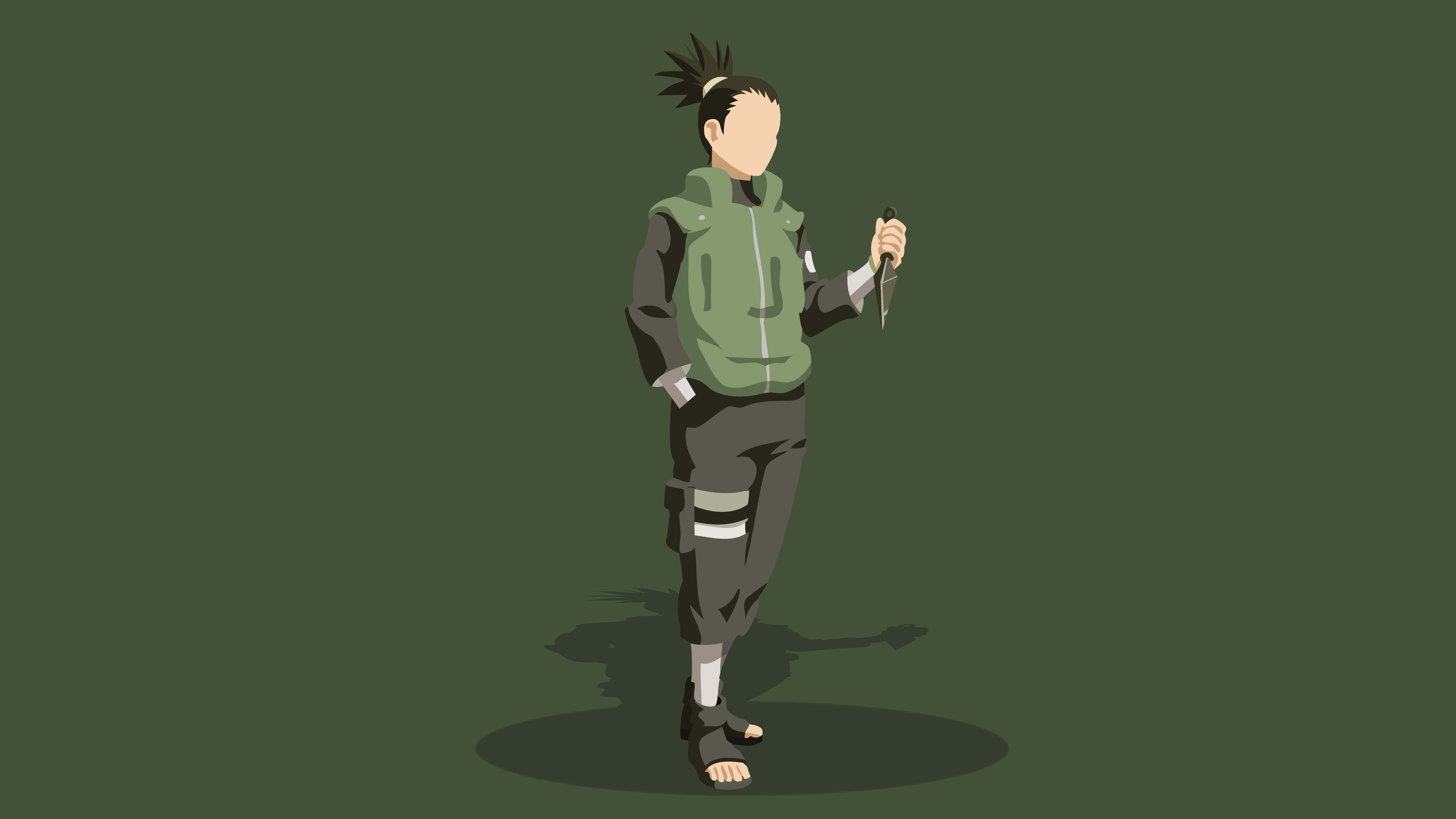 Shikamaru Nara, green vest, dark pants, 5K Desktop Wallpaper