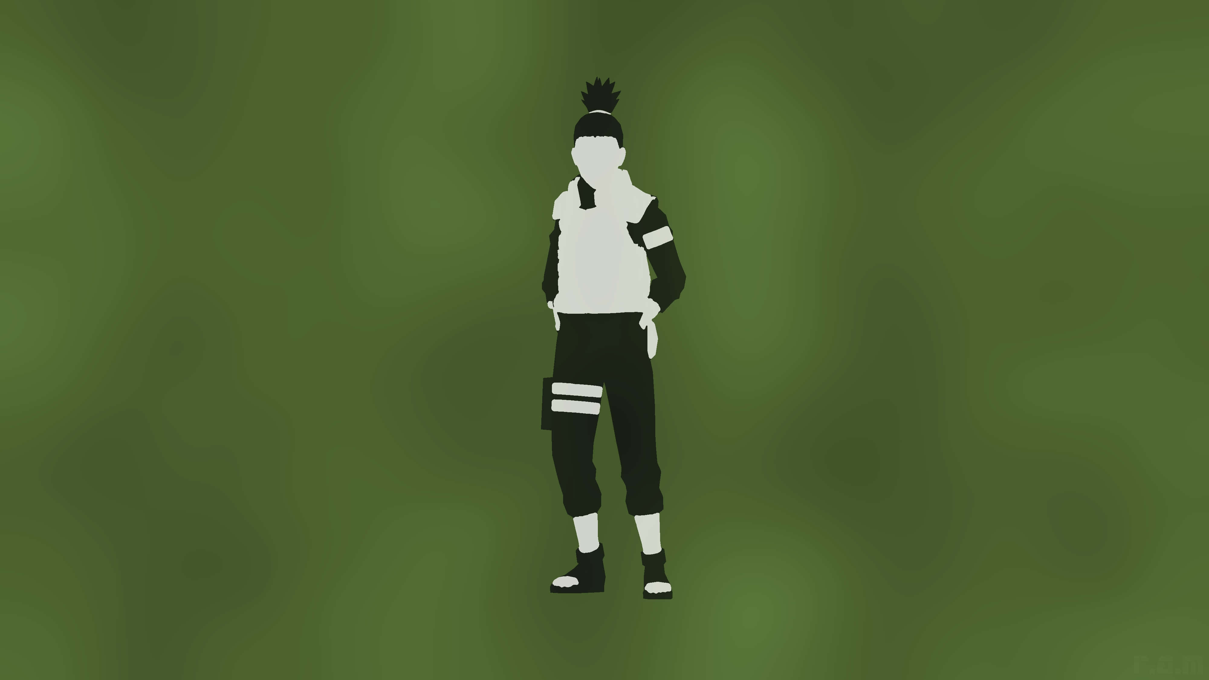 Shikamaru Nara, black and white, olive green, 4K Desktop Wallpaper
