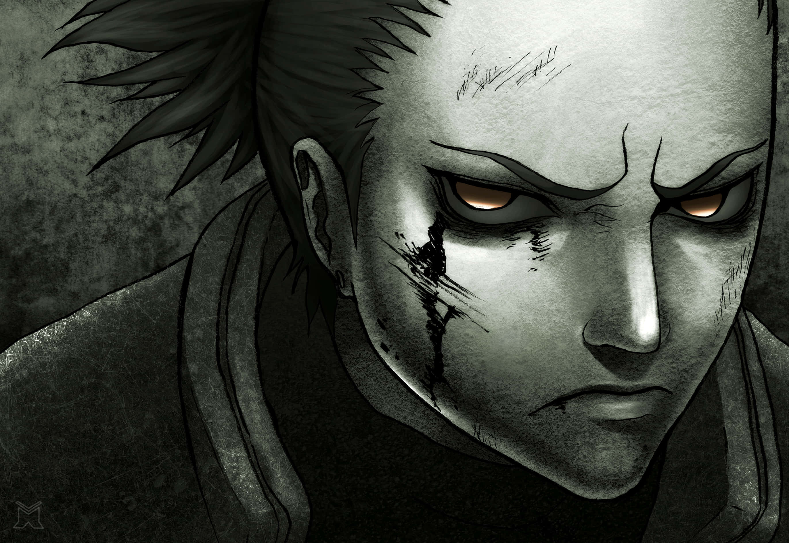Shikamaru Nara, glowing amber eyes, spiky hair, 2K Desktop Wallpaper