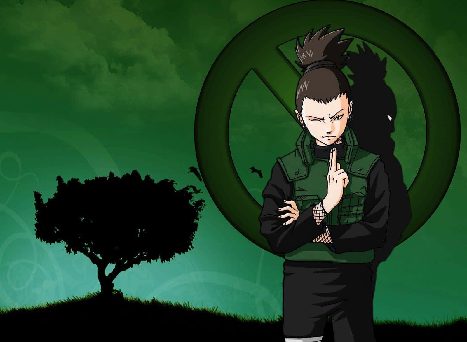 Shikamaru Nara, spiky hair, large green circle symbol, HD Desktop Wallpaper