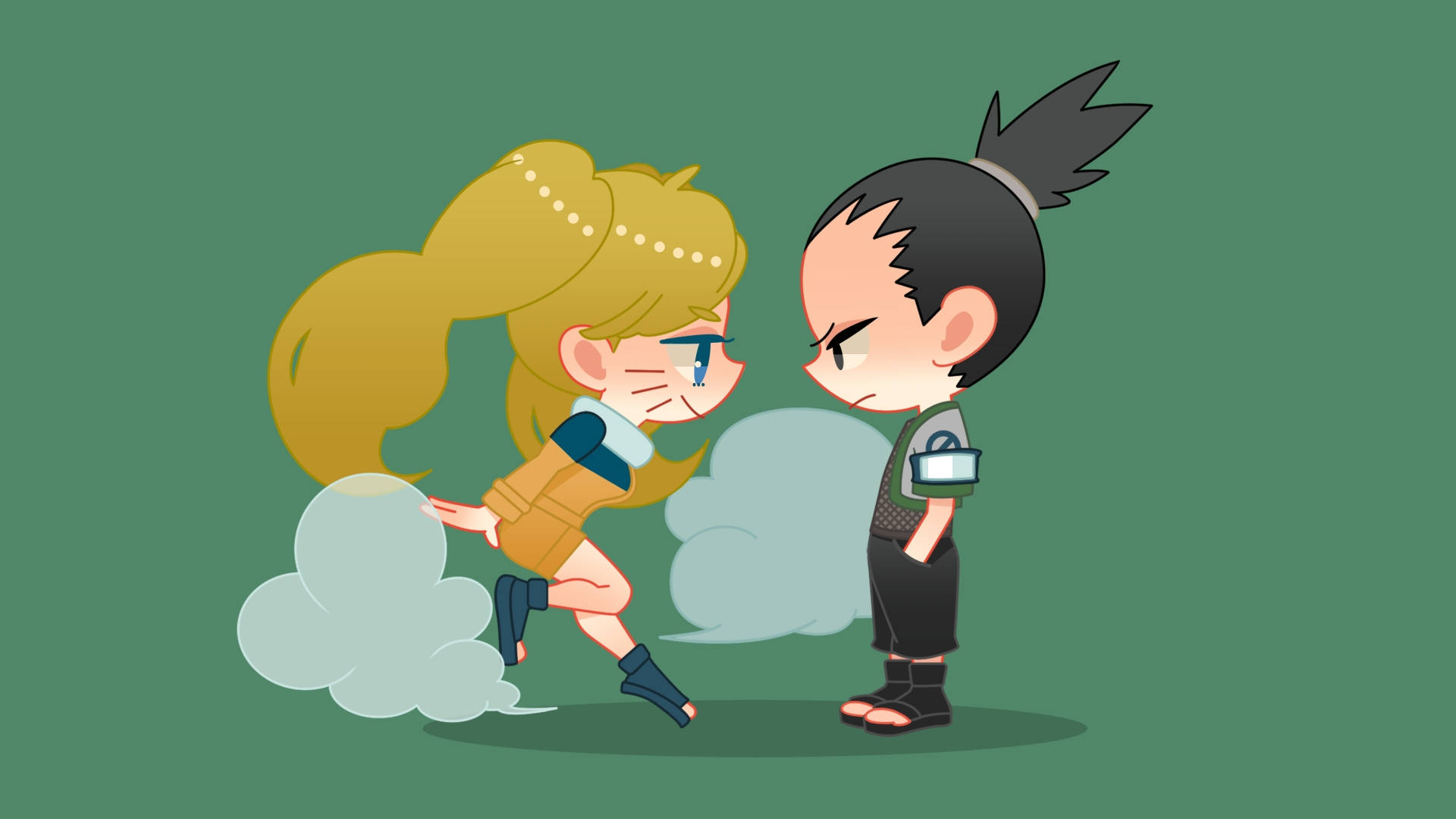 Shikamaru, girl Naruto, chibi anime characters, Full HD Desktop Wallpaper