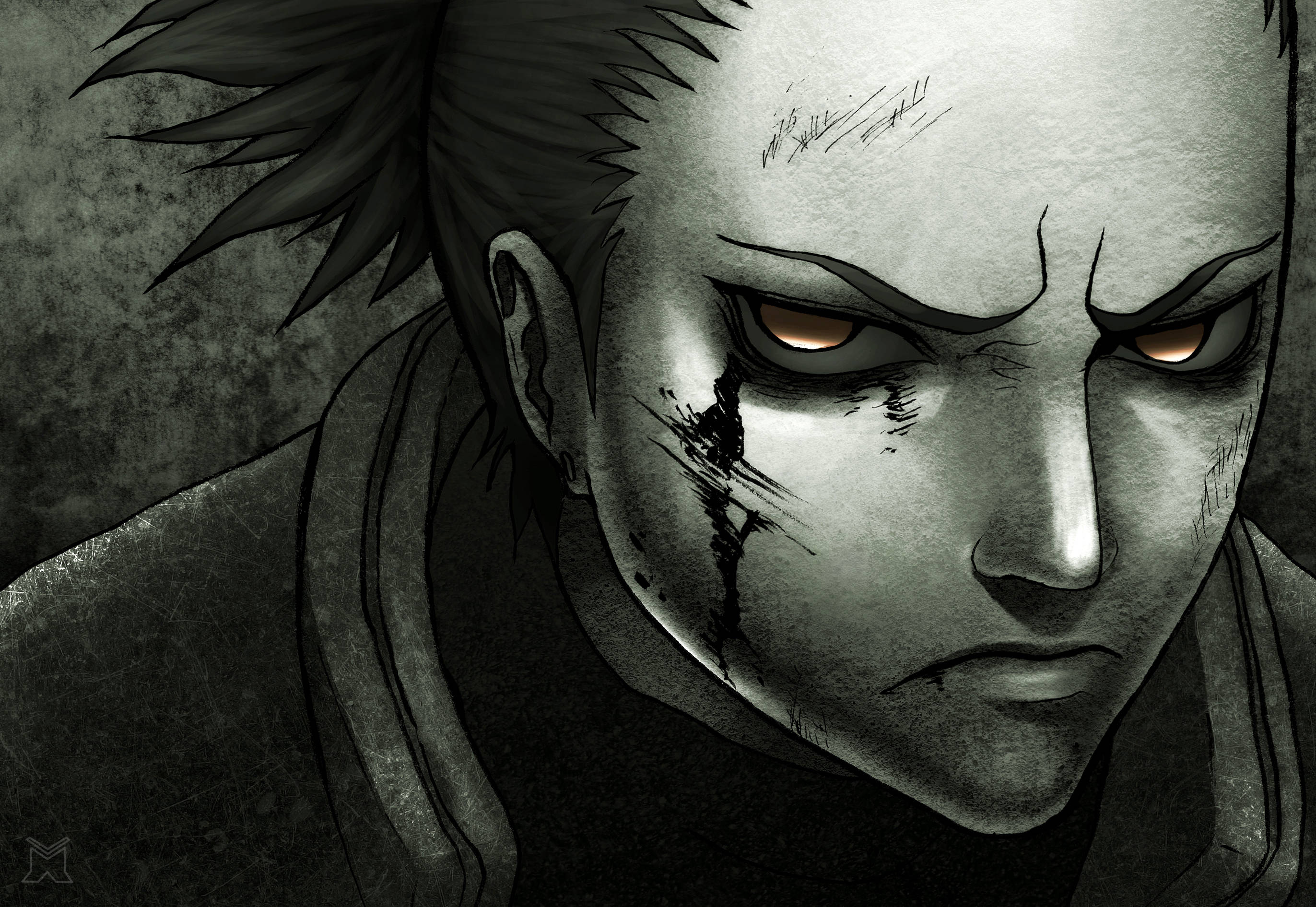Shikamaru, glowing amber eyes, spiky hair, 2K Desktop Wallpaper