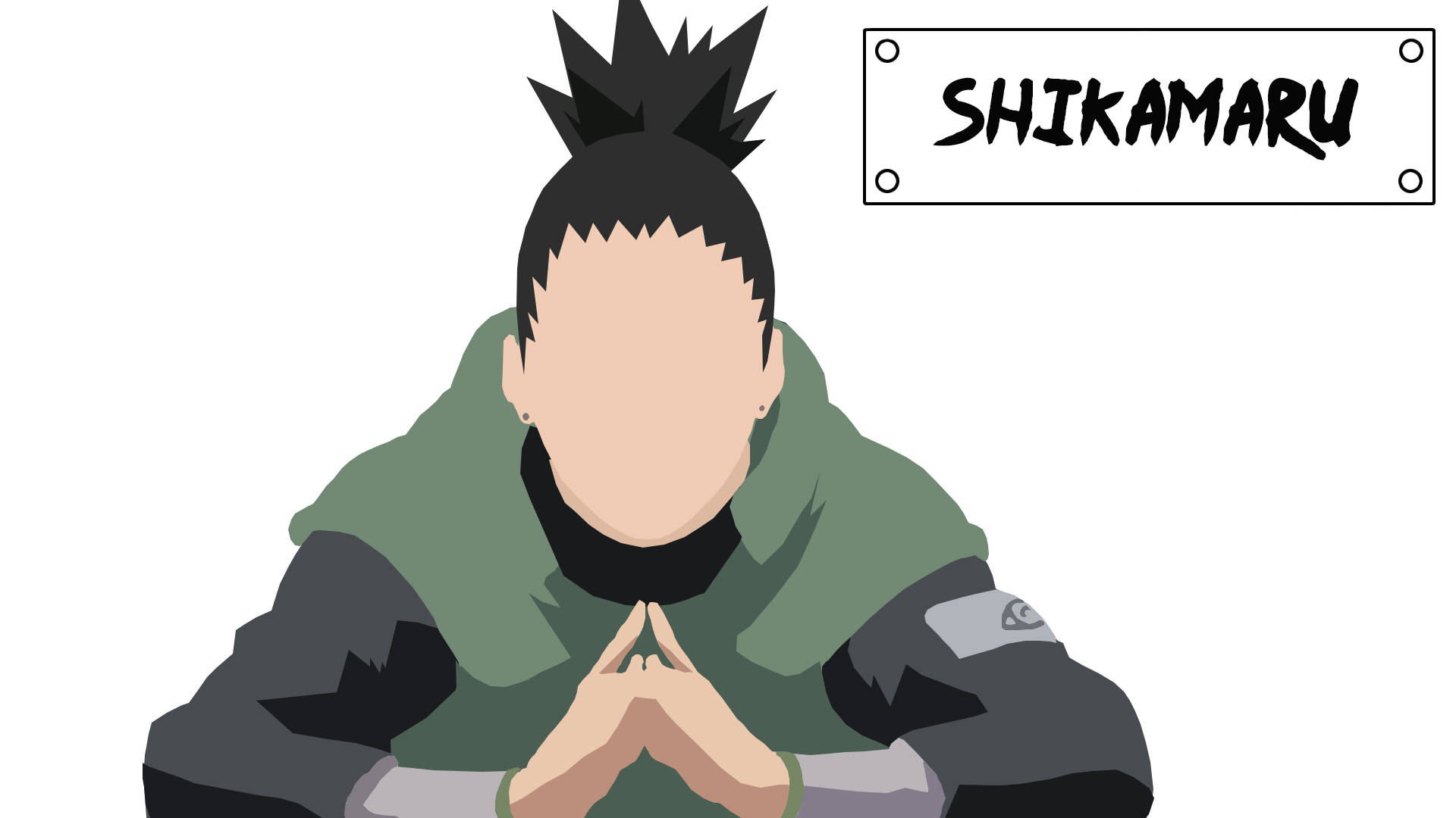 Shikamaru, green and black ninja outfit, hands clasped, Full HD Desktop Wallpaper