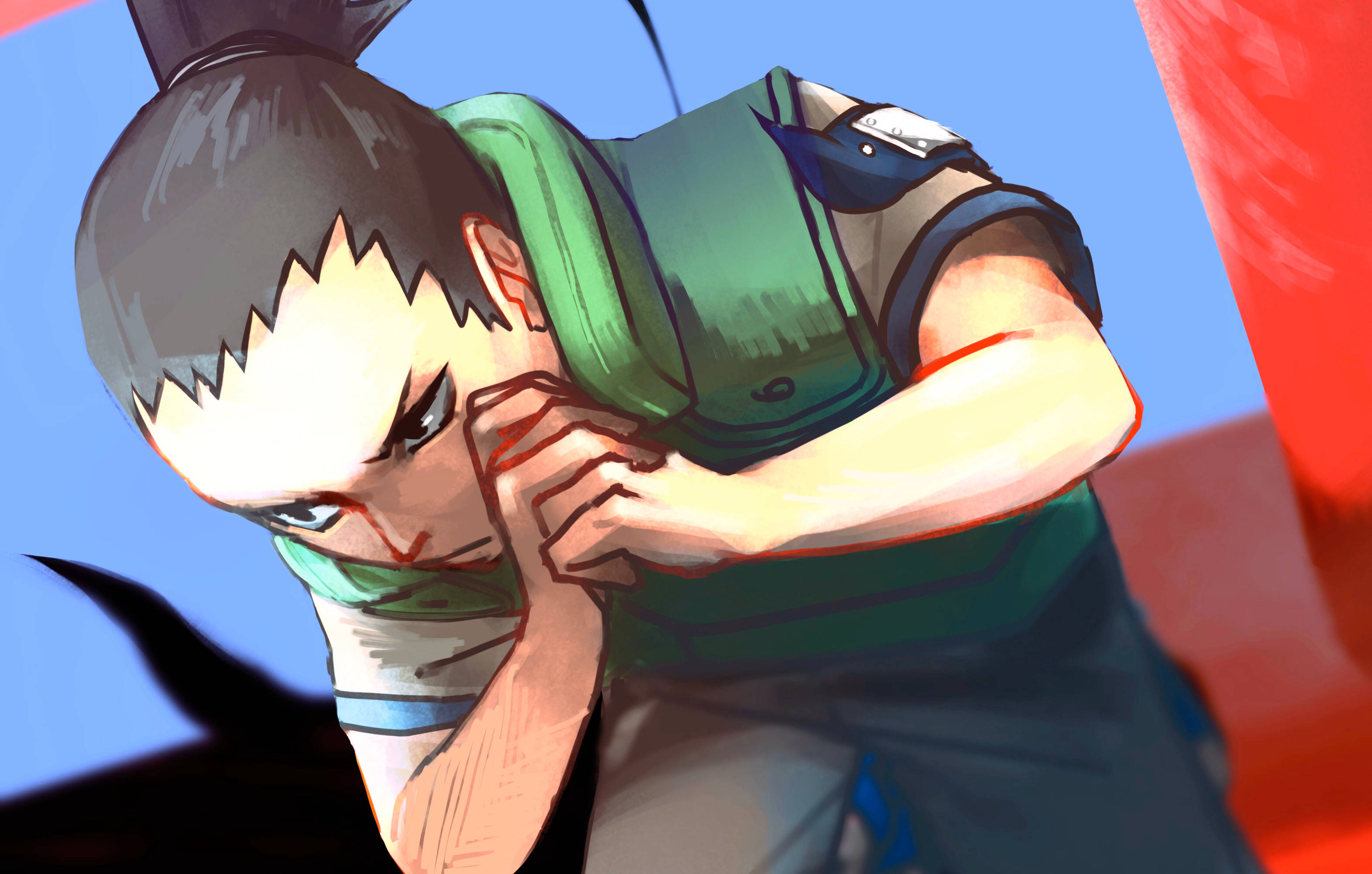 Shikamaru, spiky hair, green vest, 2K Desktop Wallpaper