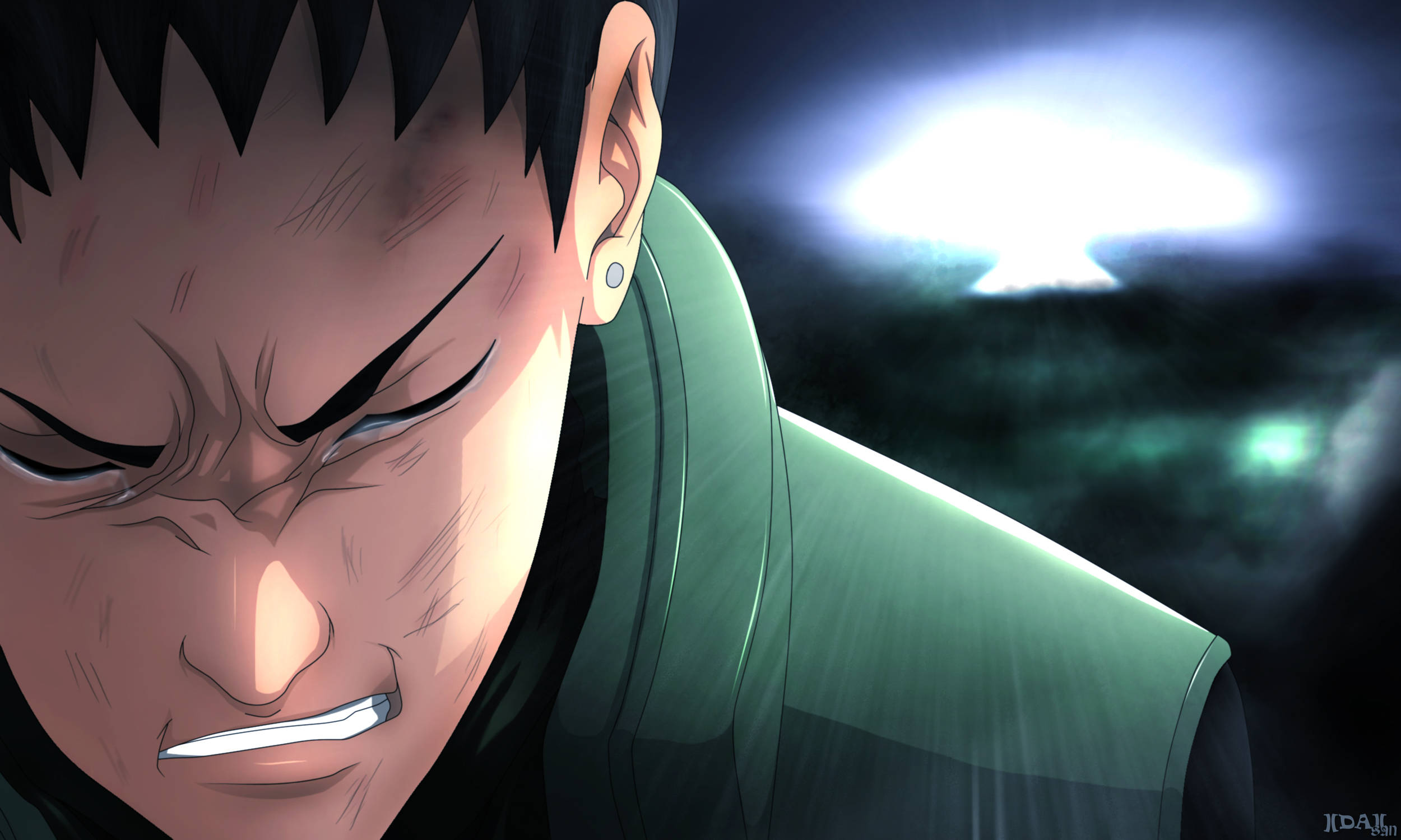 Shikamaru, glowing blue background, grimace, Full HD Desktop Wallpaper