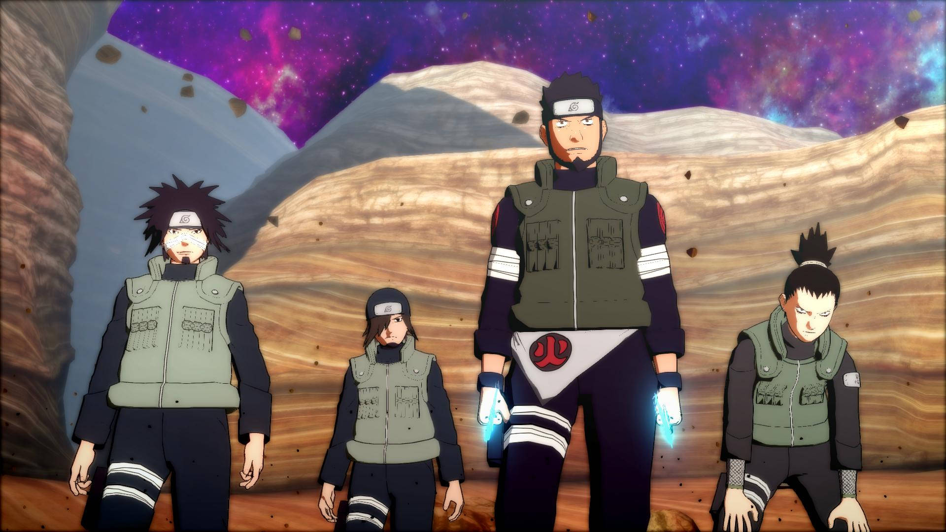 Shikamaru, desert canyon, vibrant purple starry sky, Full HD Desktop Wallpaper