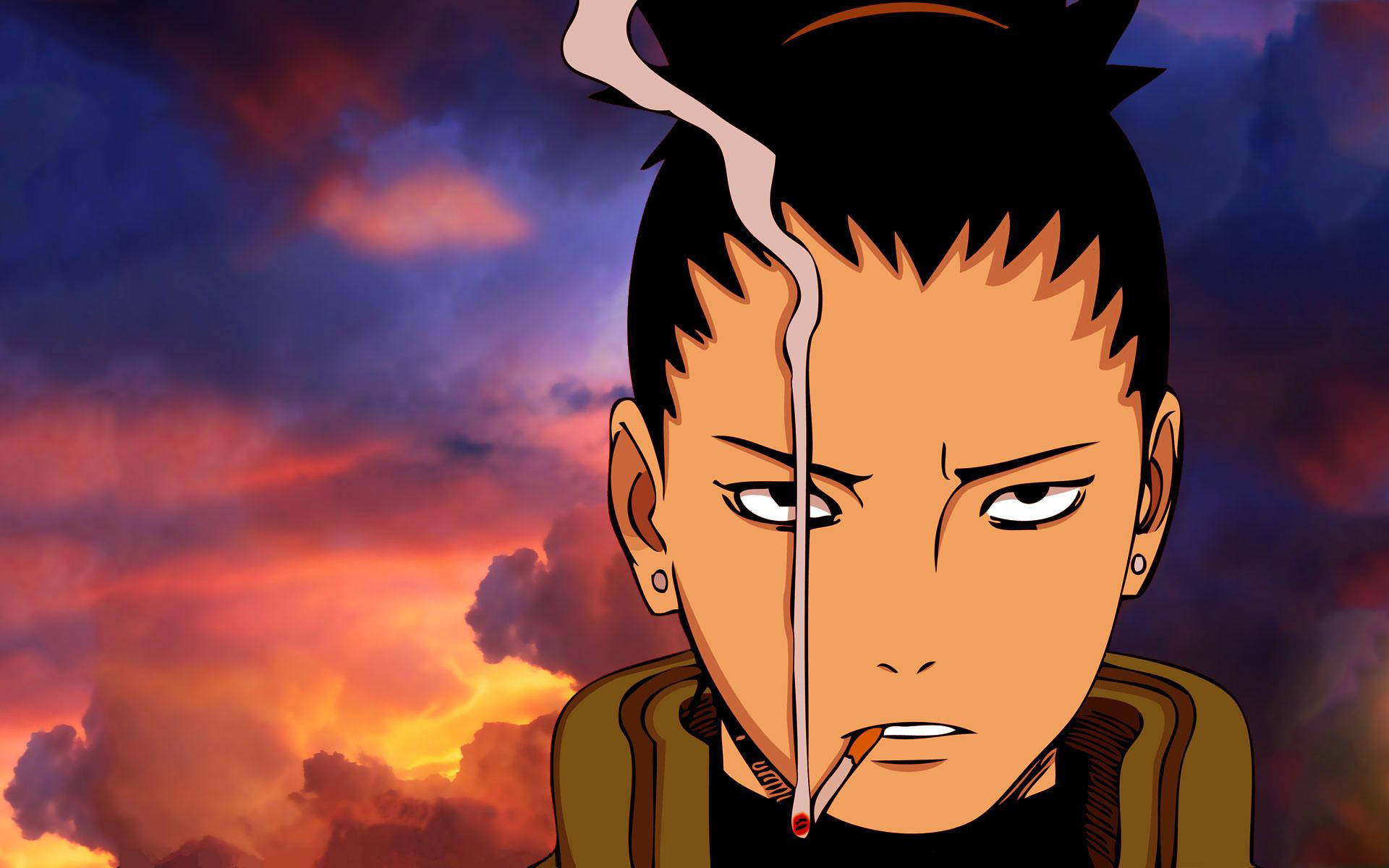 Shikamaru, cigarette, smoldering, Full HD Desktop Wallpaper
