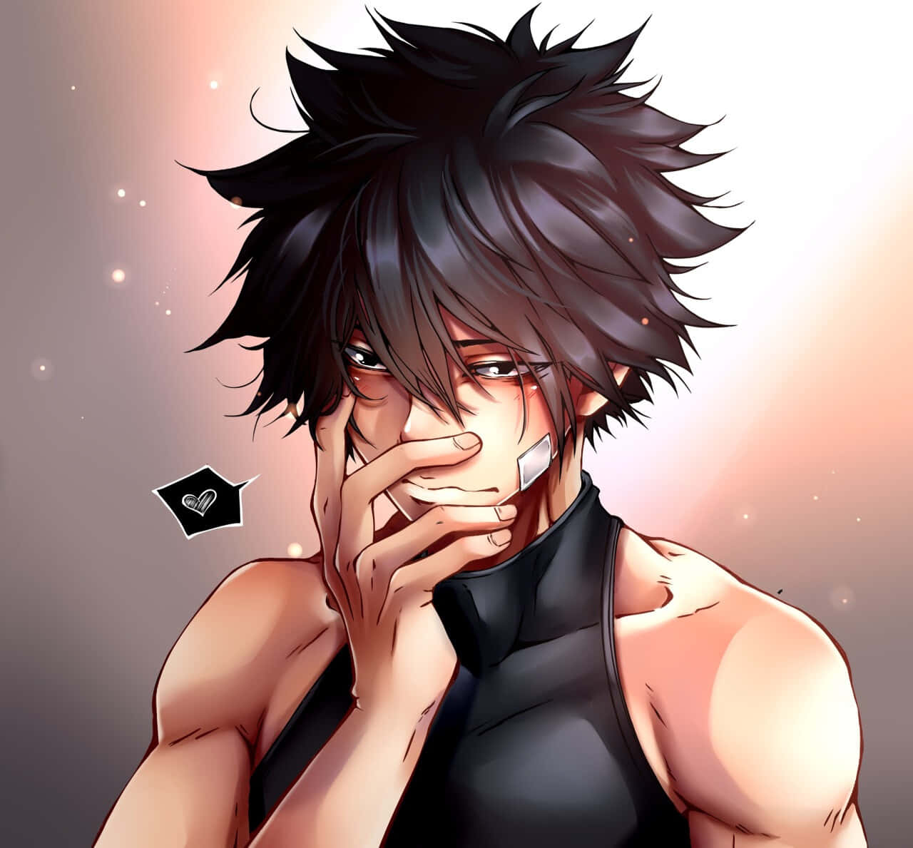 Shiki Granbell, spiky-haired anime male, bandaged mouth, HD Desktop Wallpaper