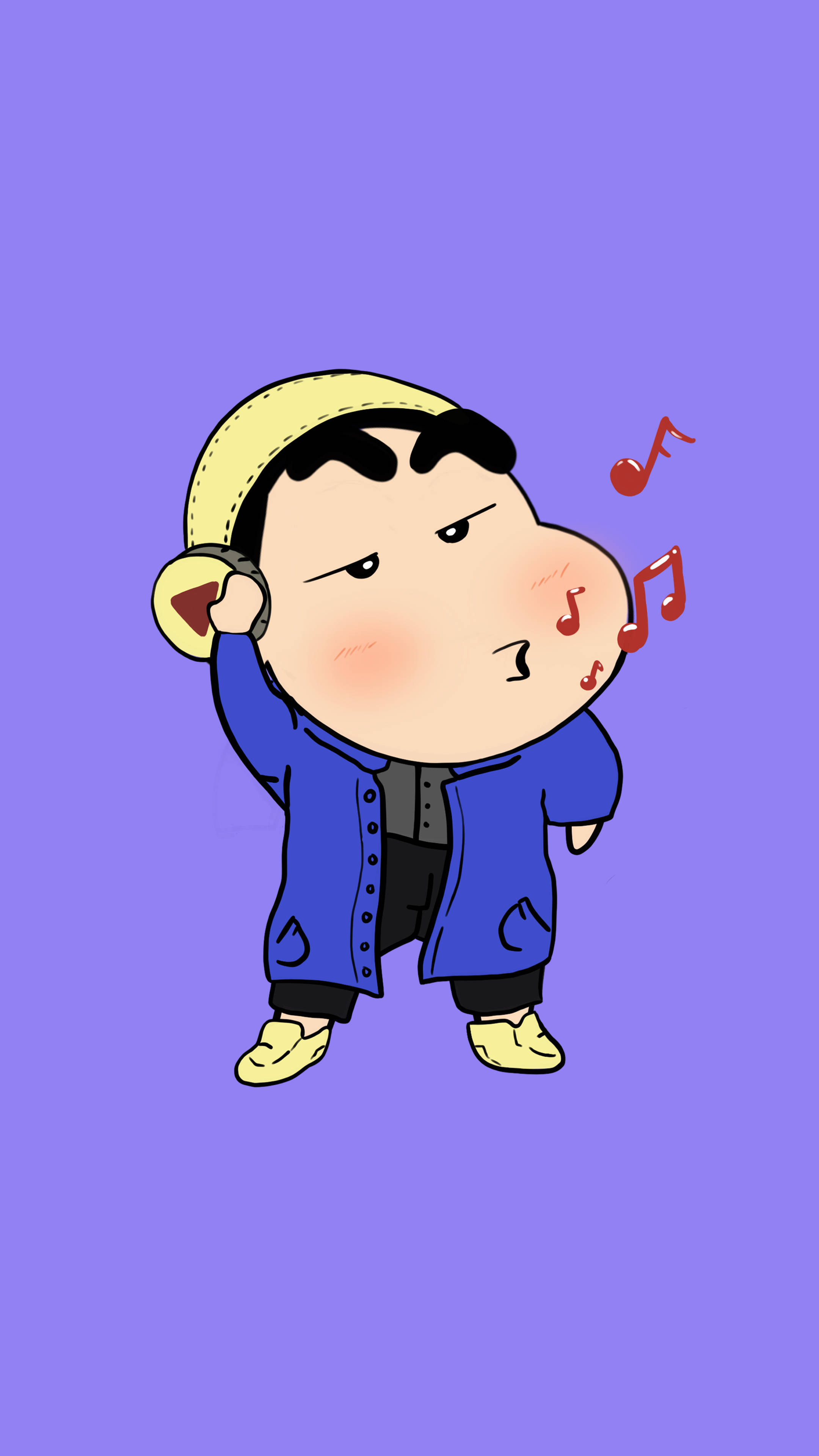 Shin Chan, blue coat, yellow cap, 4K Phone Wallpaper