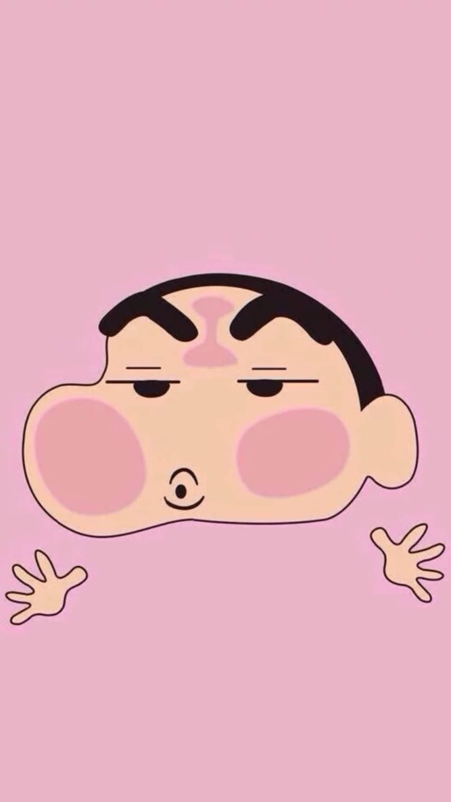 Shin Chan Cartoon, big pink cheeks, black hair, 2K Phone Wallpaper