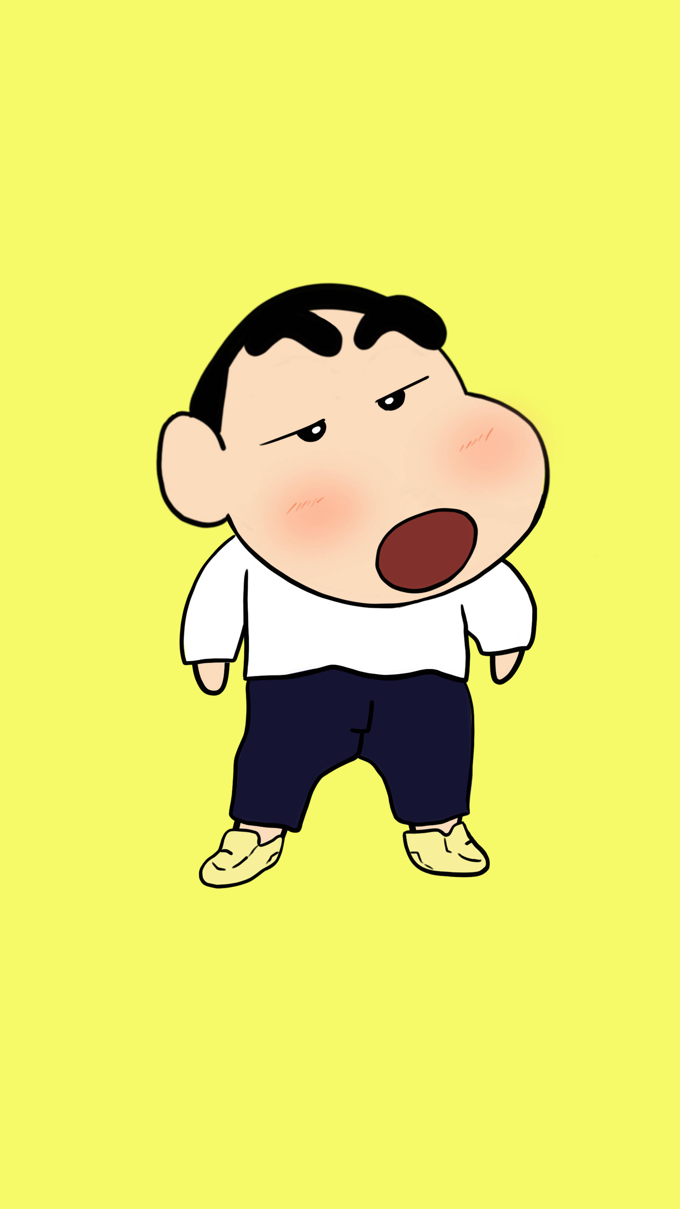 Shin Chan, cartoon boy, grumpy expression, 4K Phone Wallpaper