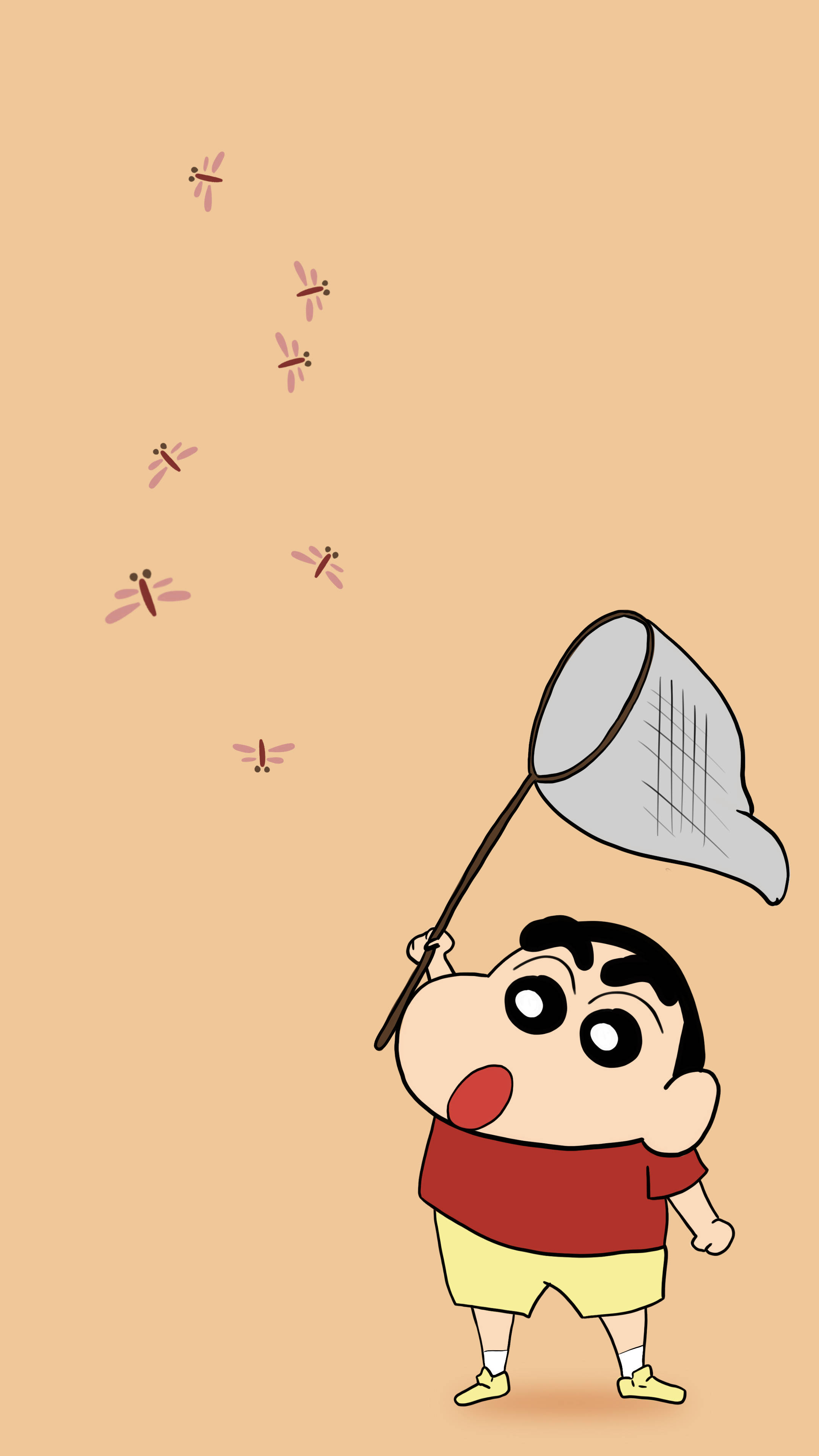 Shin Chan, red shirt, yellow shorts, 4K Phone Wallpaper