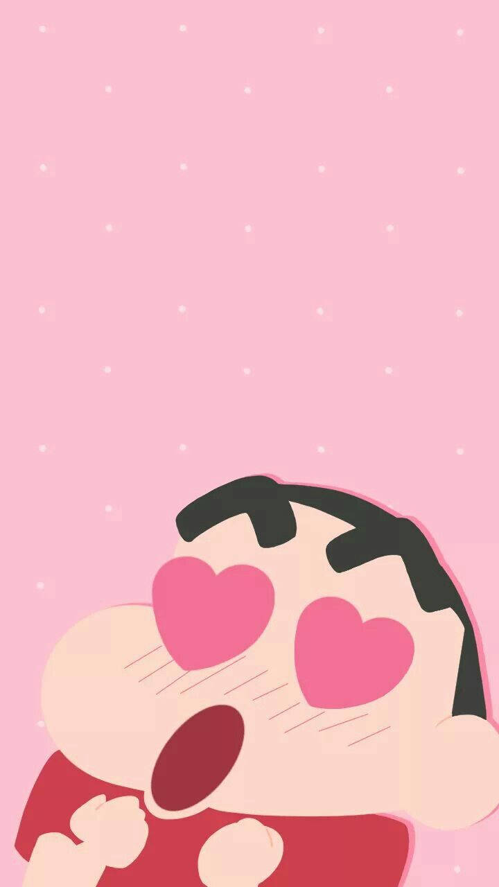 Shin Chan, heart-shaped eyes, red shirt, HD Phone Wallpaper