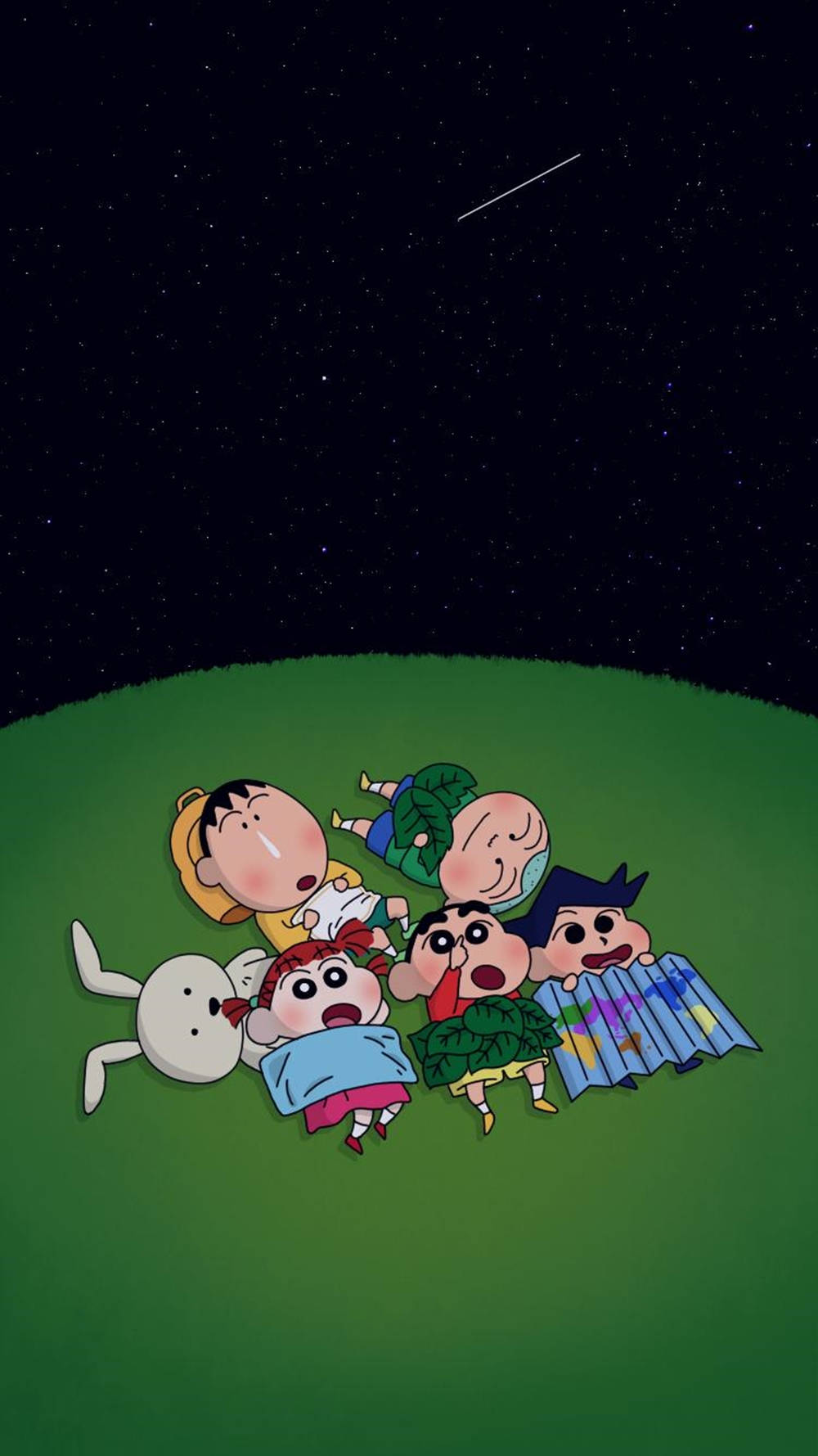 Shin Chan, five cartoon kids, rabbit, HD Phone Wallpaper
