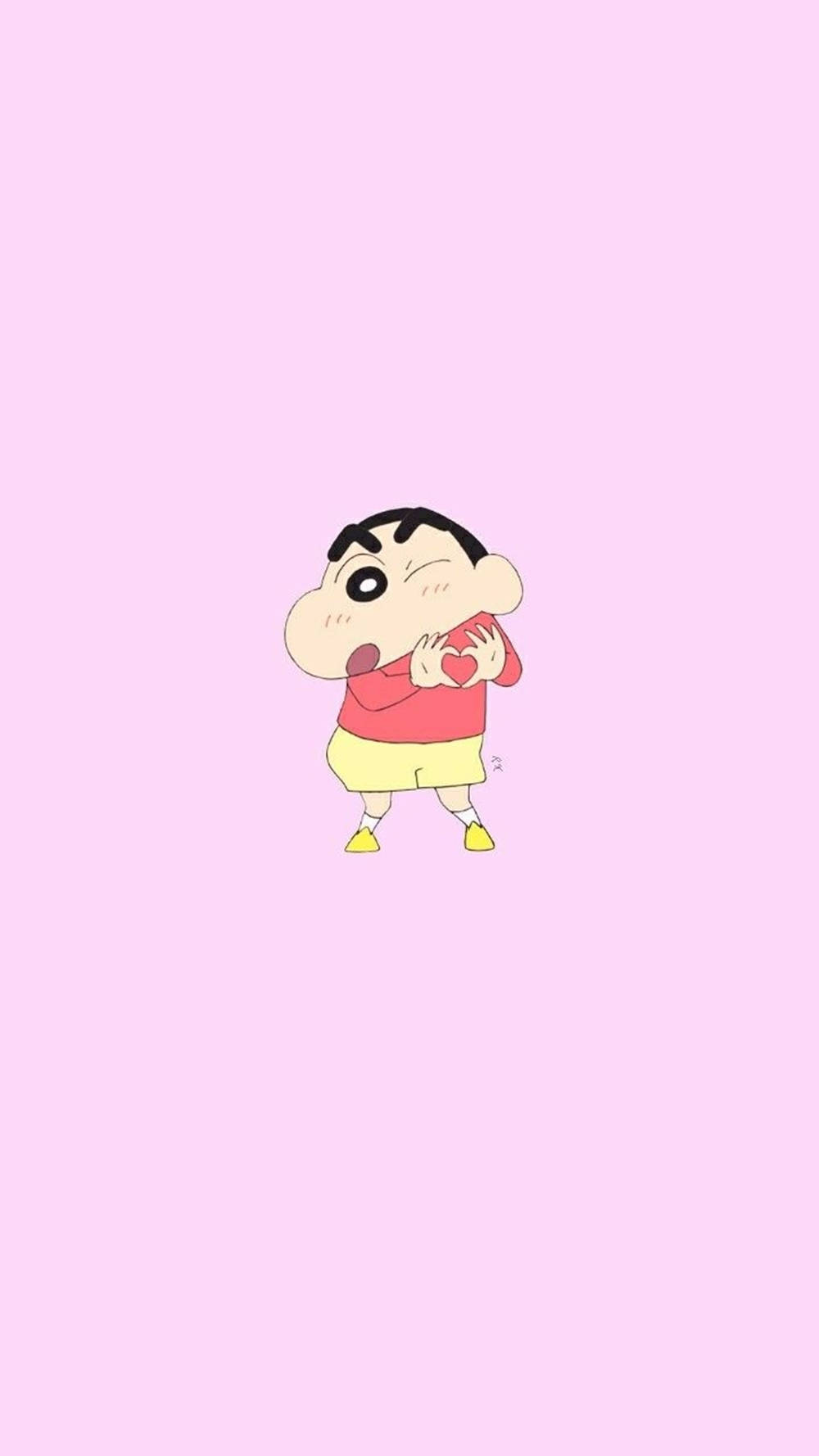 Shin Chan, heart hand symbol, red heart, HD Phone Wallpaper