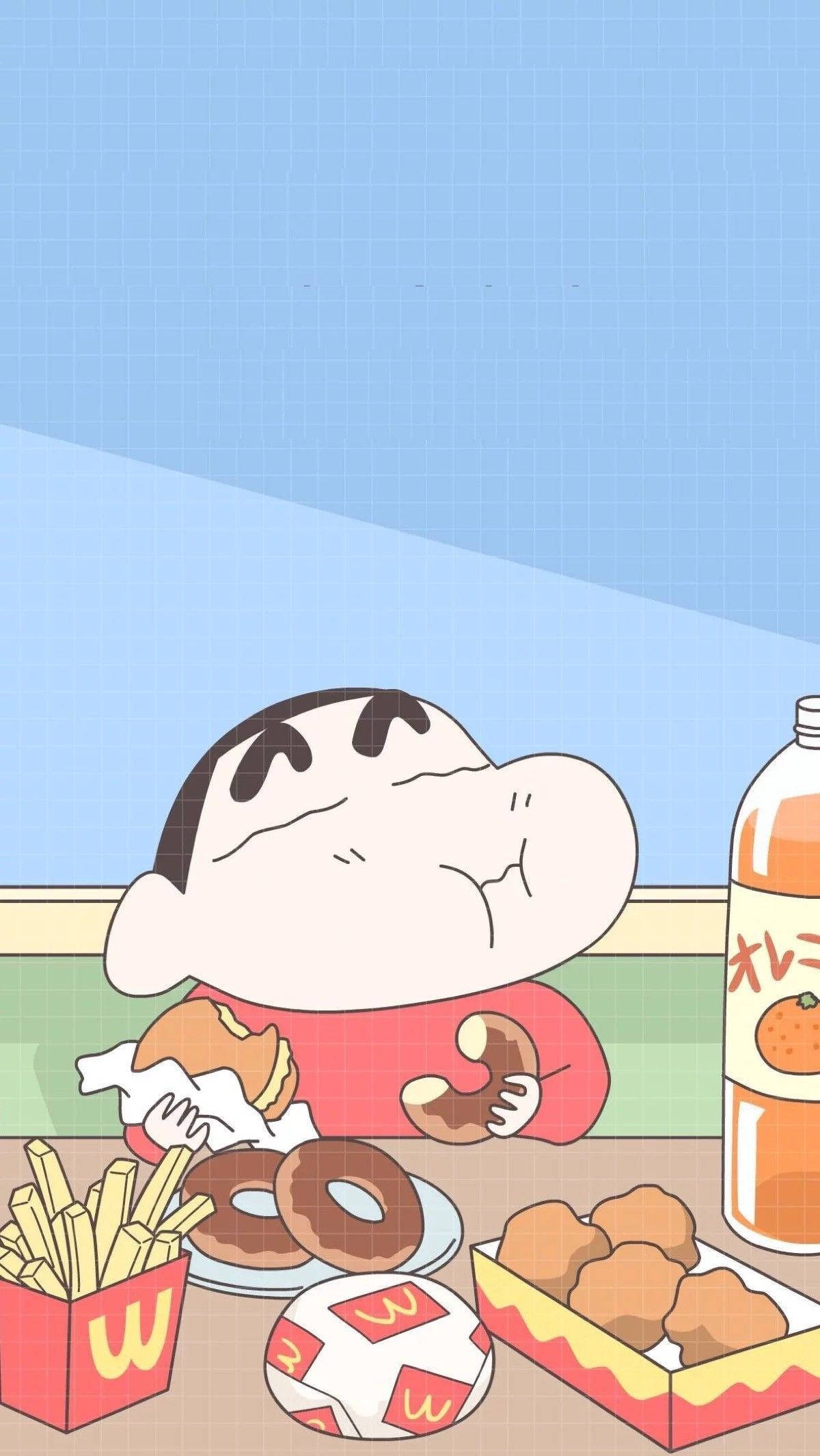 Shin Chan, fast food, fries, Full HD Phone Wallpaper