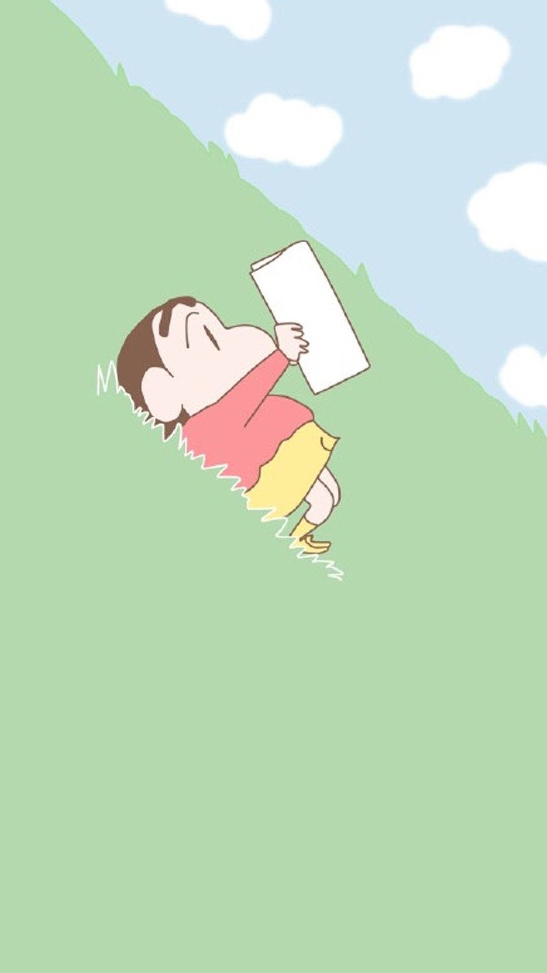 Shin Chan, red shirt, yellow shorts, Full HD Phone Wallpaper