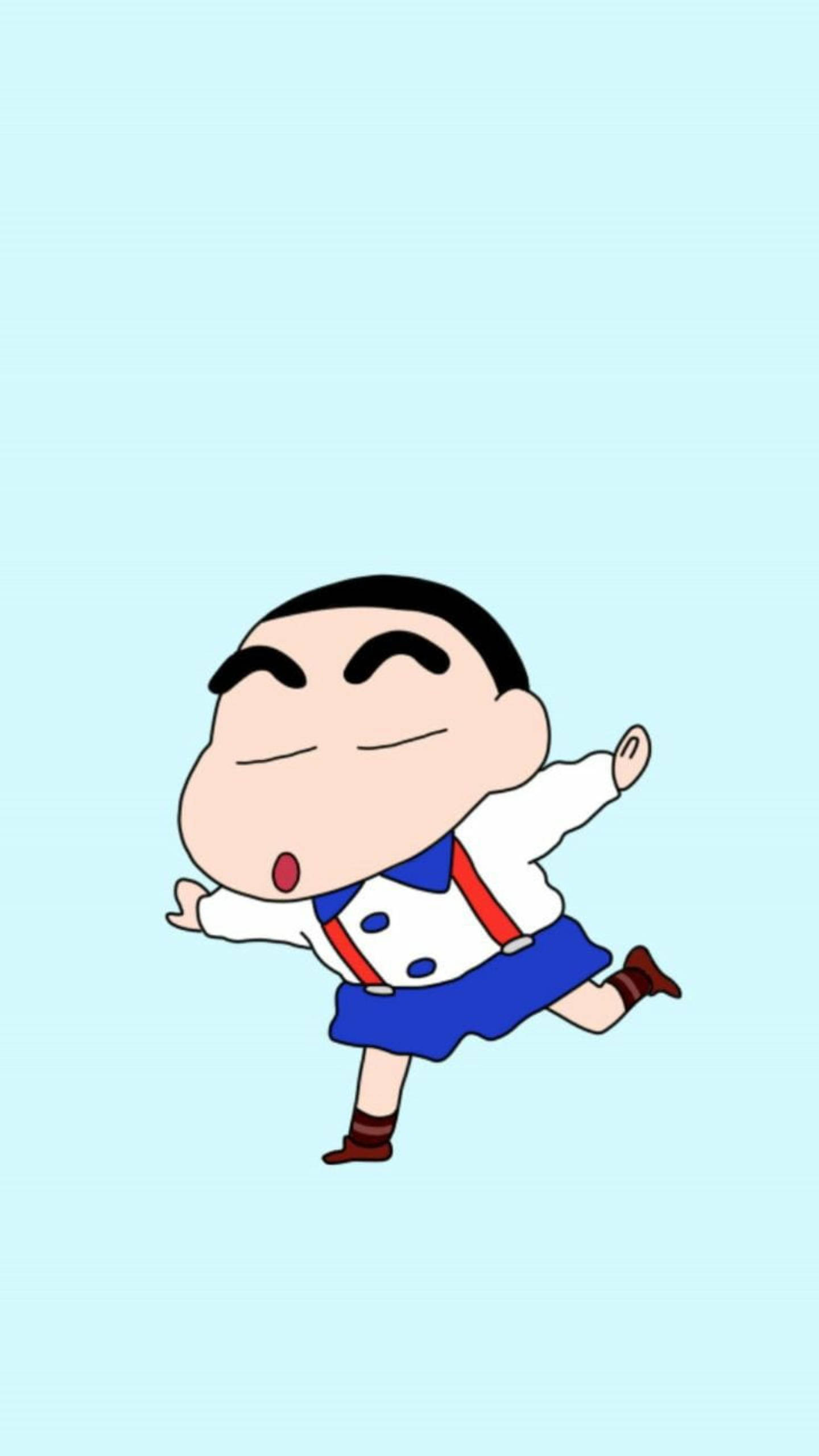 Shin Chan, blue skirt, white shirt, 2K Phone Wallpaper