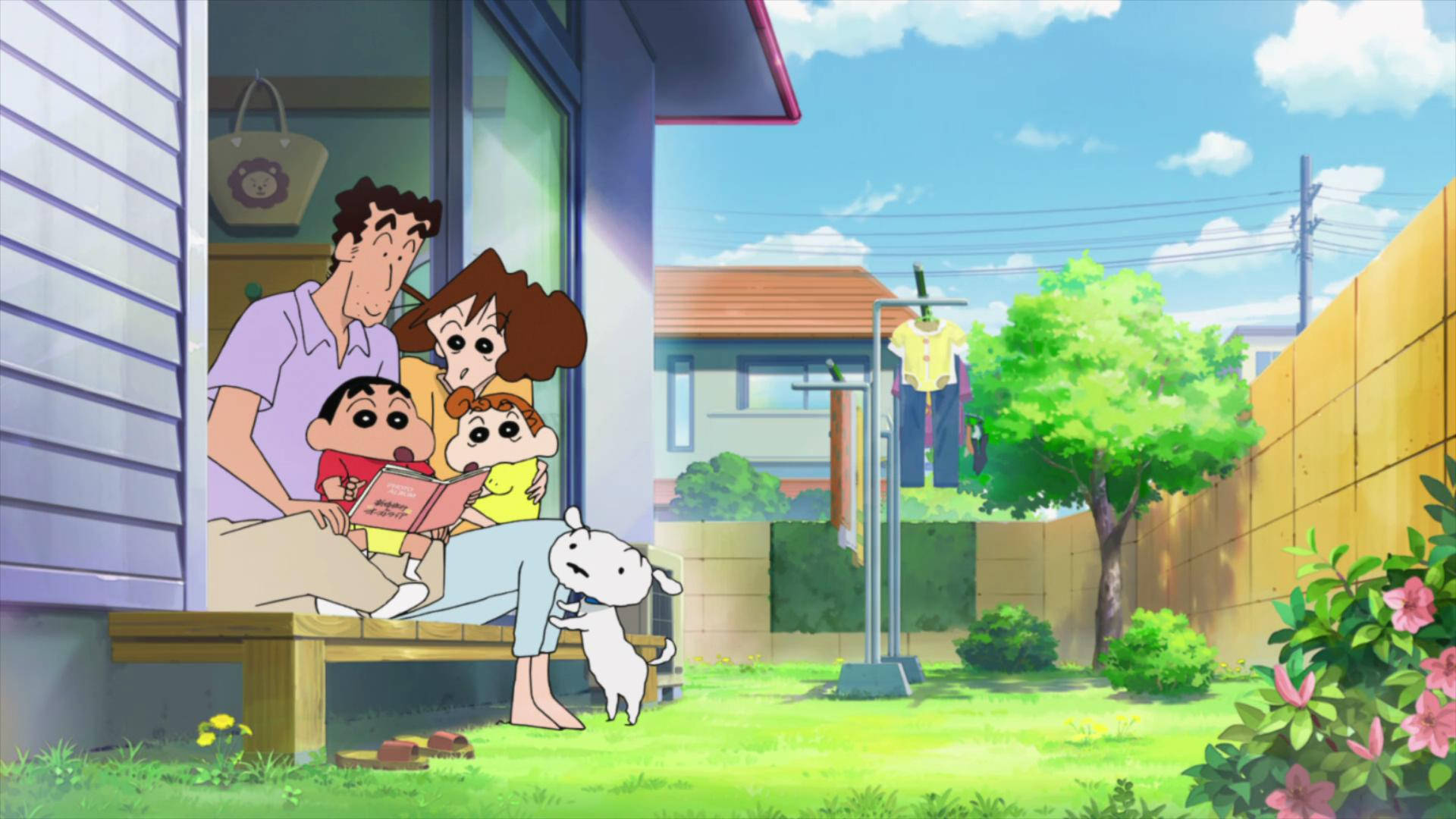 Shin Chan, backyard, porch, Full HD Desktop Wallpaper