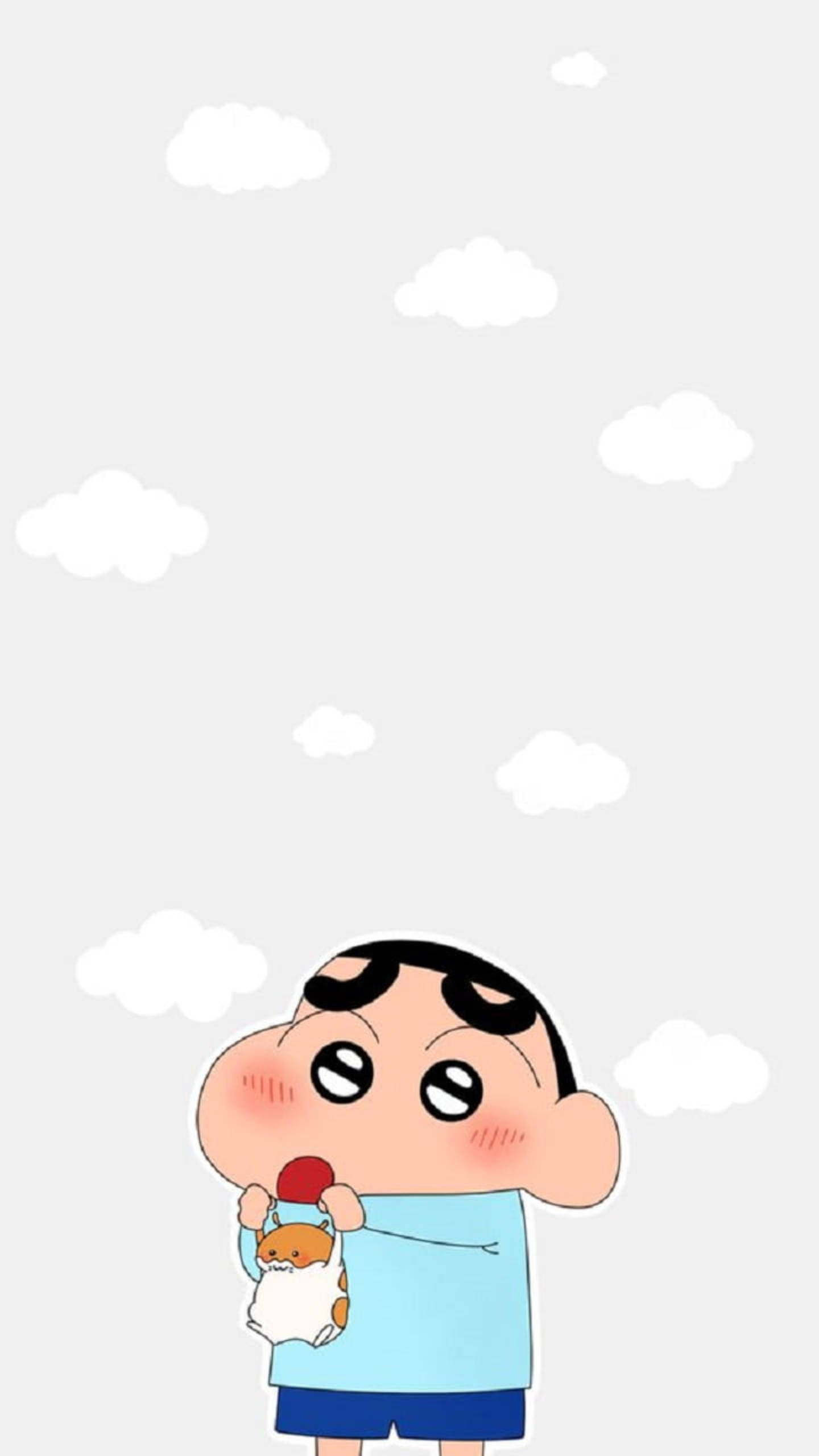 Shinchan aesthetic, cartoon boy, big eyes, 2K Phone Wallpaper