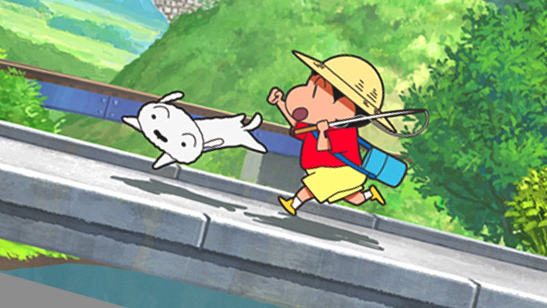Shin Chan, straw hat, bridge, Full HD Desktop Wallpaper