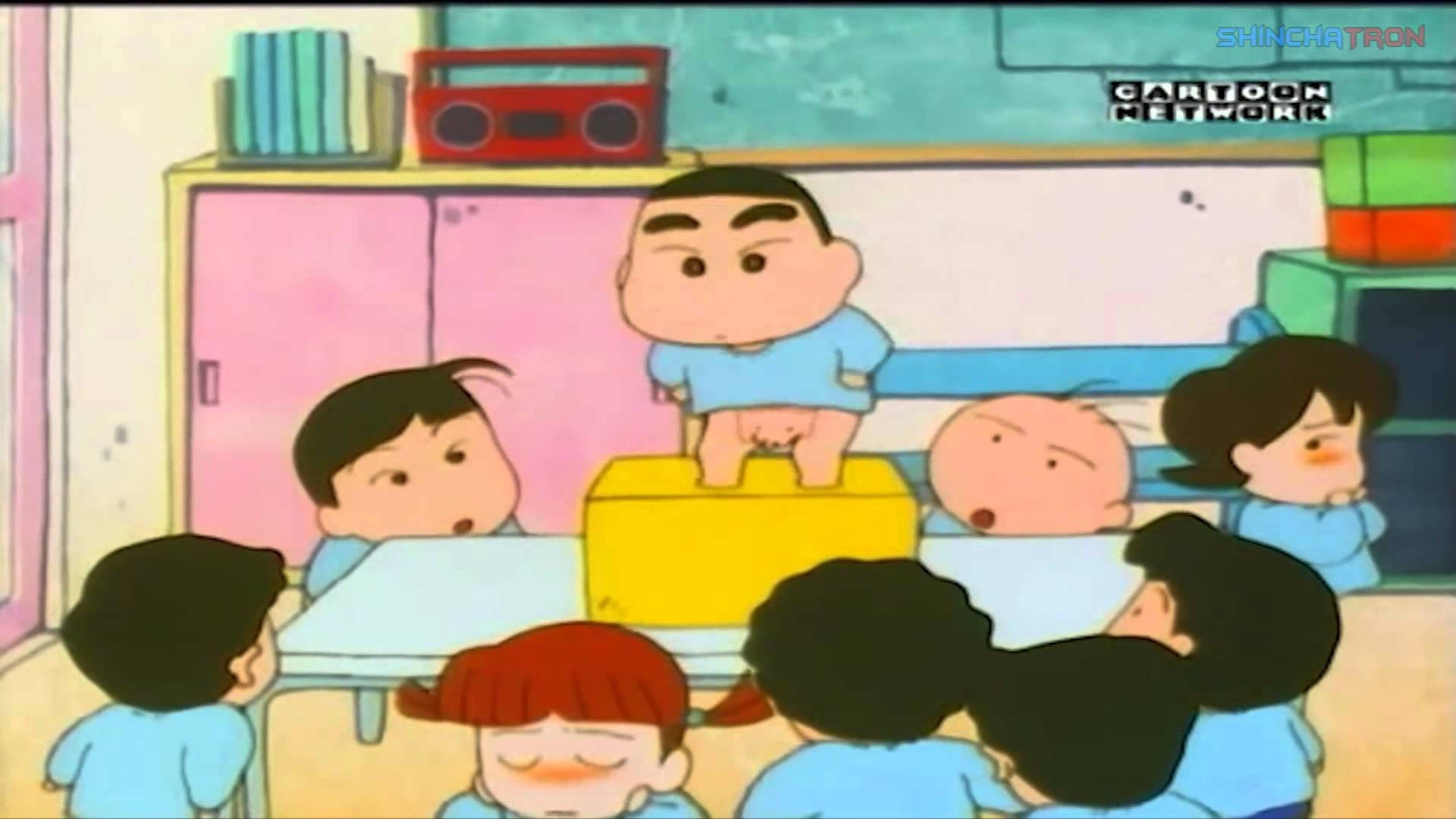 Shin Chan, classroom, yellow box, Full HD Desktop Wallpaper