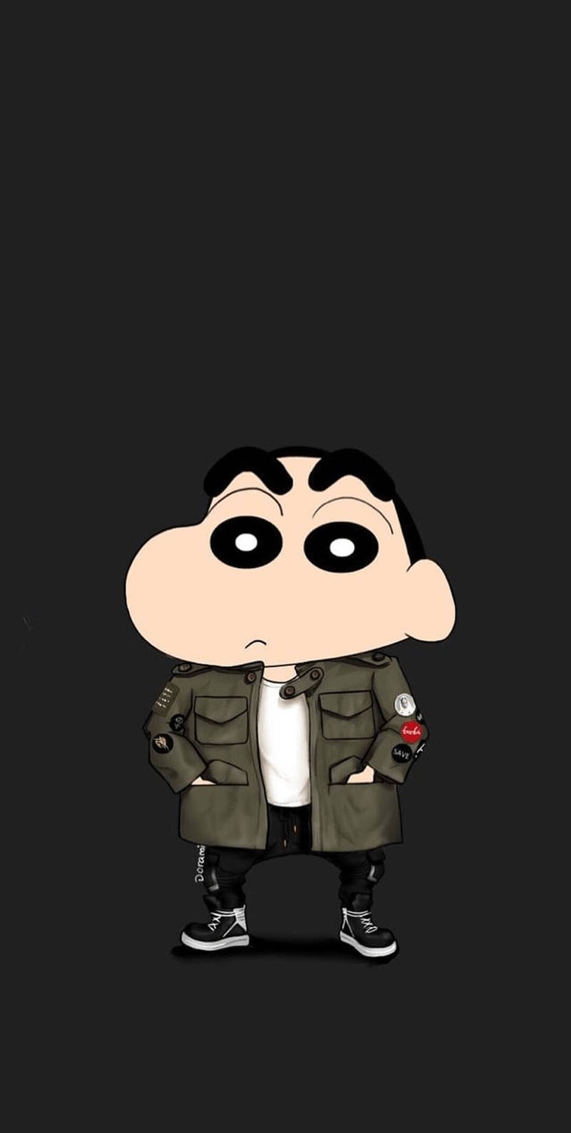 Shin Chan, green jacket, big eyes, HD Phone Wallpaper