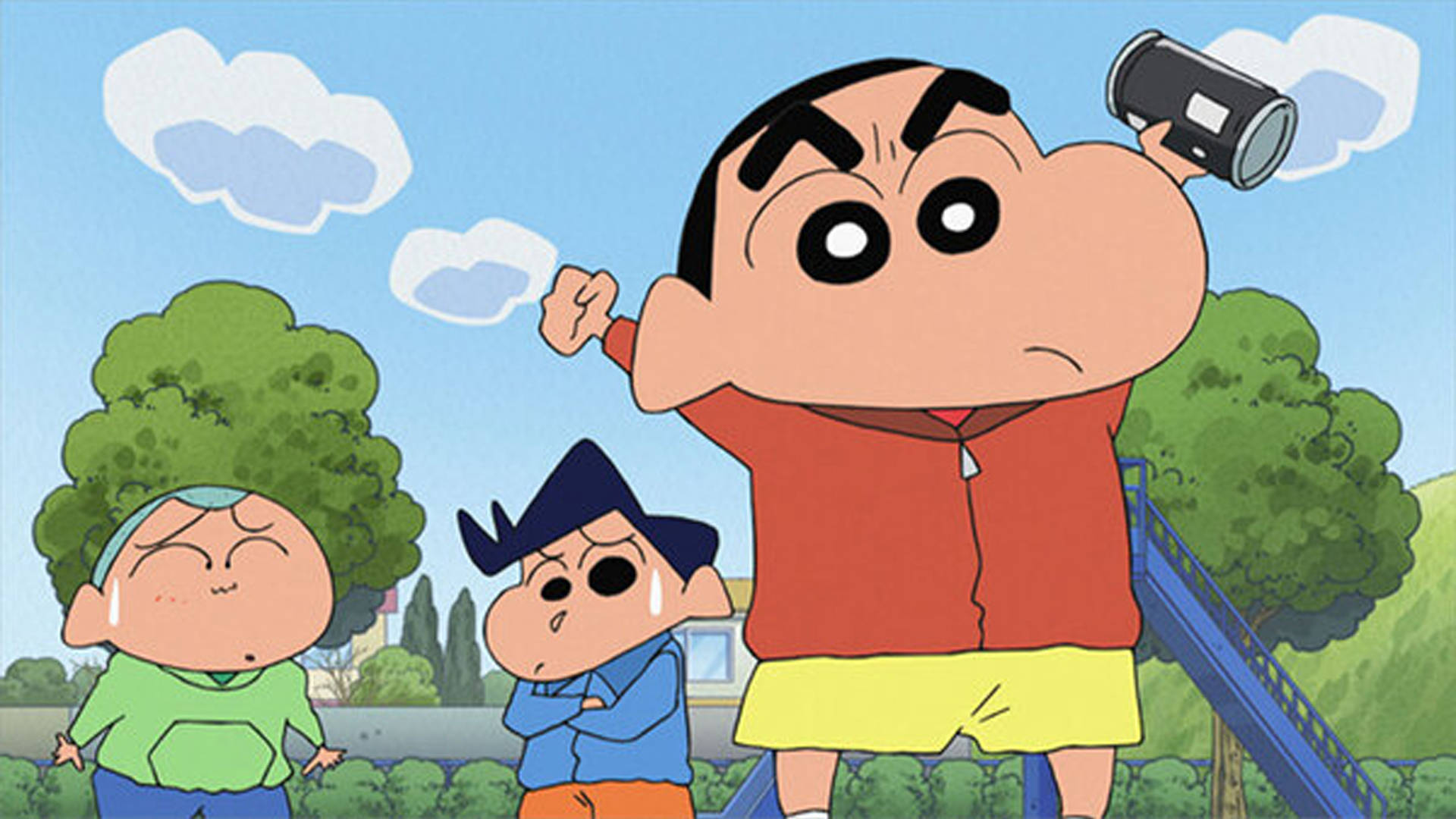 Shin Chan, black can, camera, Full HD Desktop Wallpaper