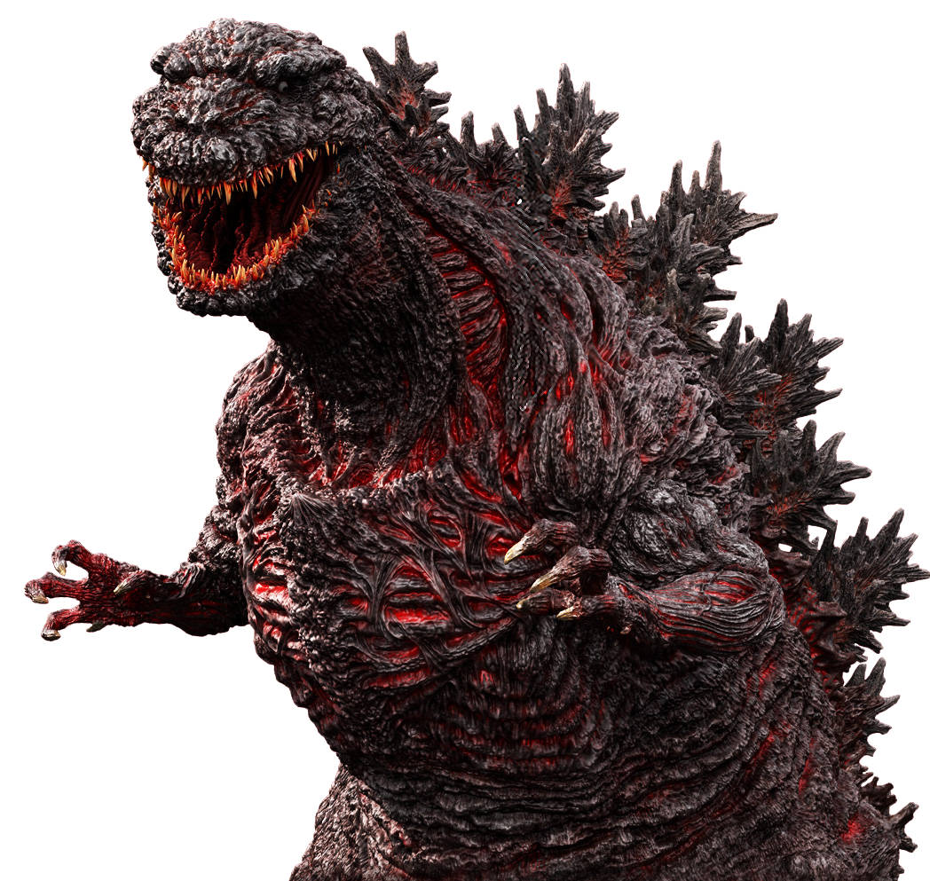 Shin Godzilla, dark scaly skin, glowing red veins, SD Desktop Wallpaper