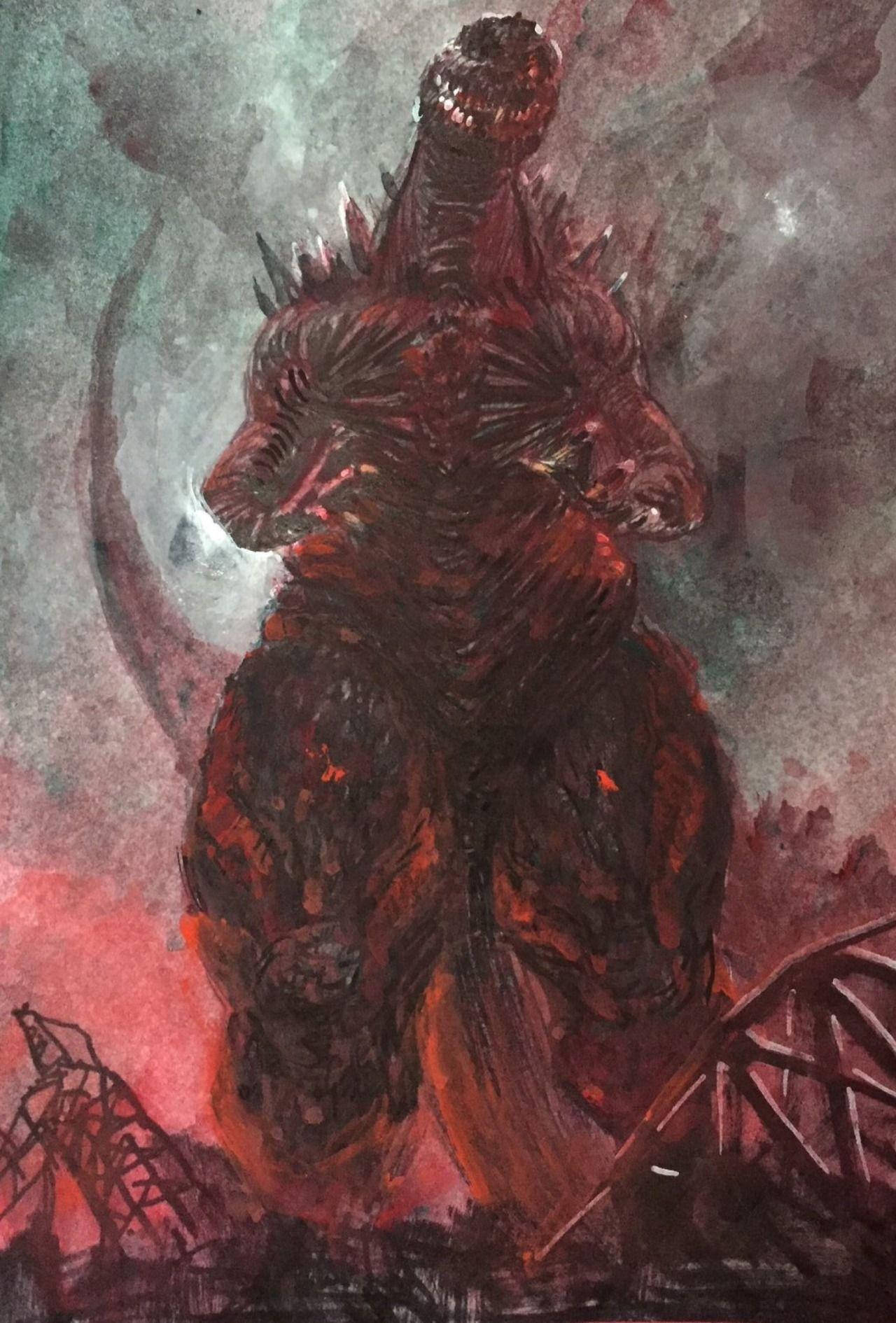 Shin Godzilla, dark reds, grays, HD Phone Wallpaper