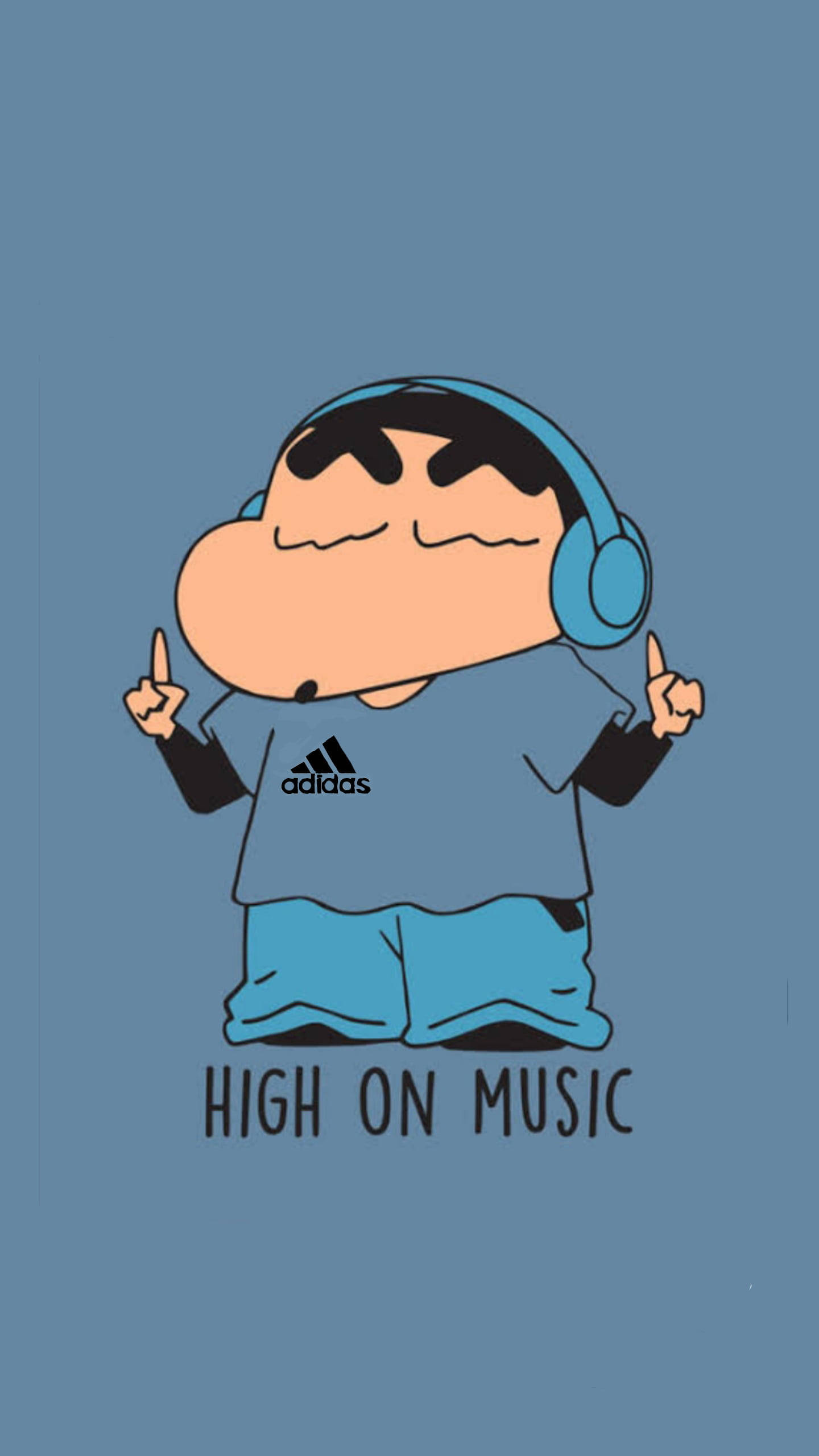 Shinchan Aesthetic, blue headphones, blue shirt, 2K Phone Wallpaper
