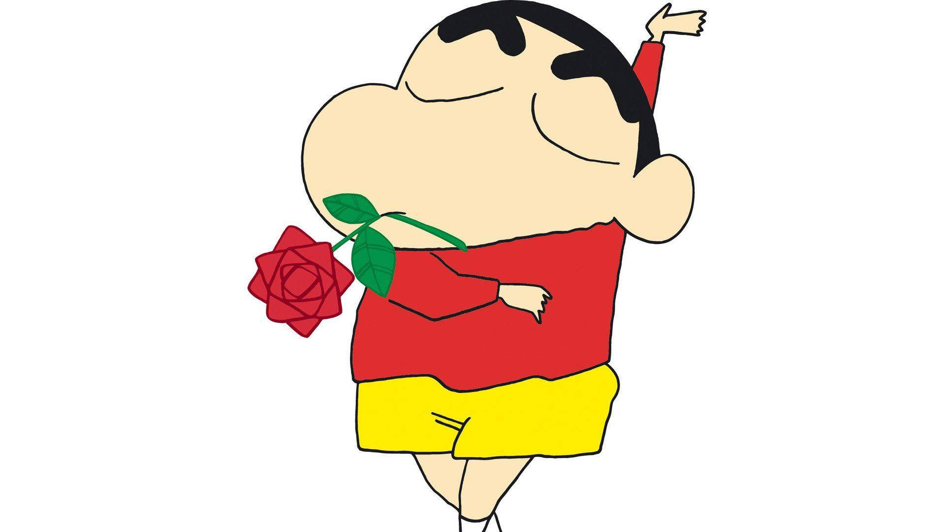Shinchan, red shirt, yellow shorts, Full HD Desktop Wallpaper