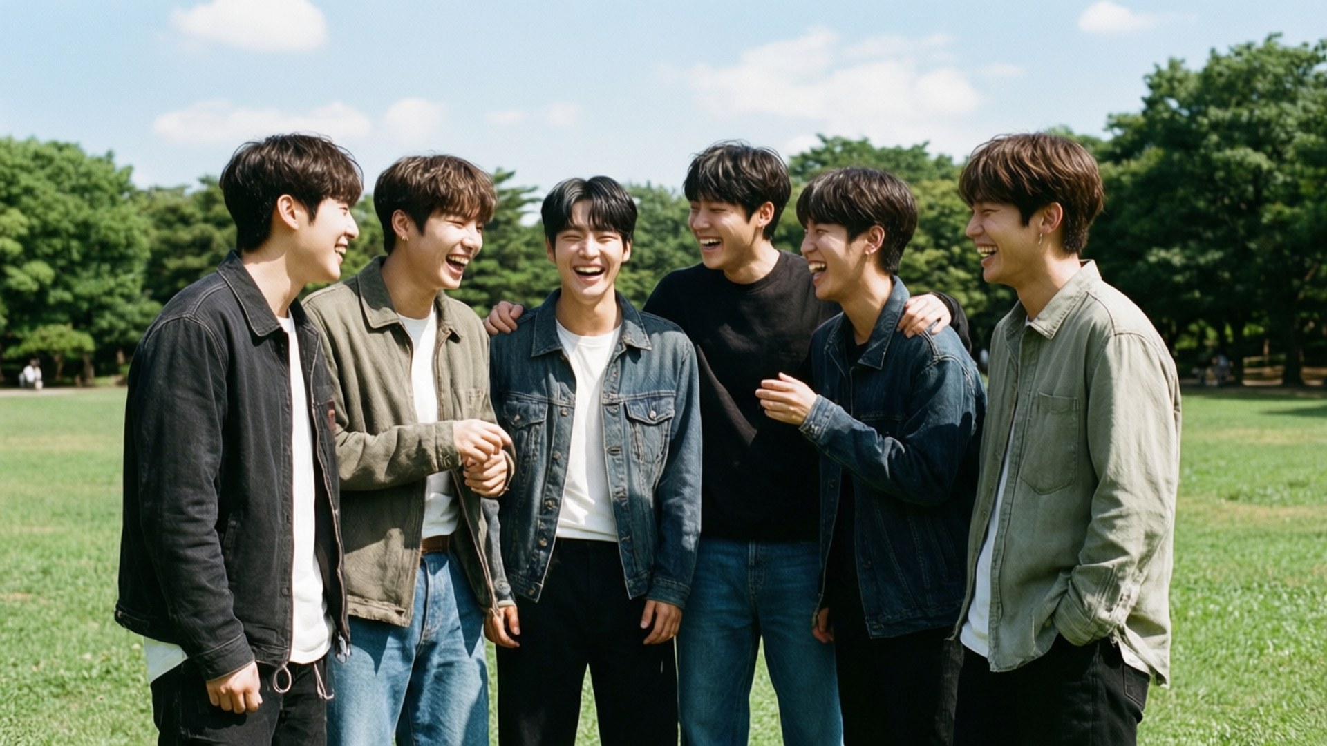 Shinee, casual jackets, grassy field, Full HD Desktop Wallpaper