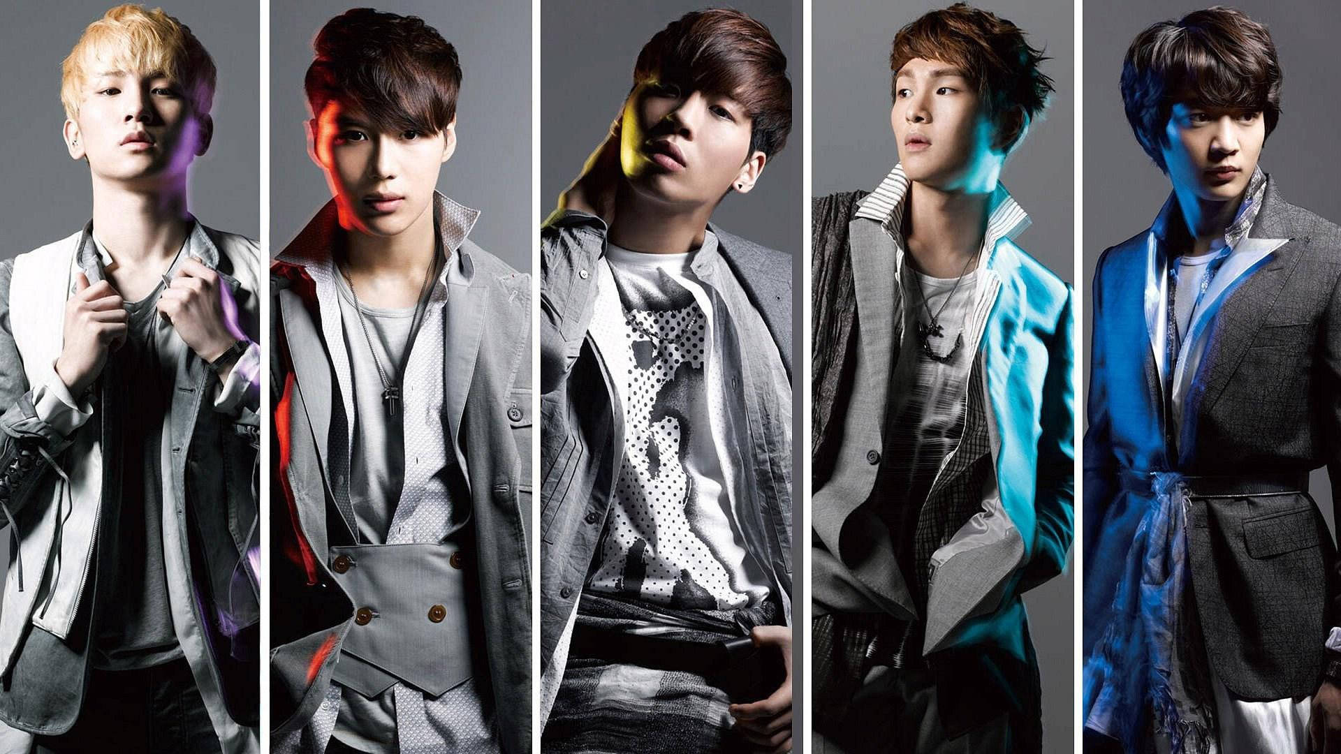Shinee, colored lighting, dark studio backdrop, Full HD Desktop Wallpaper