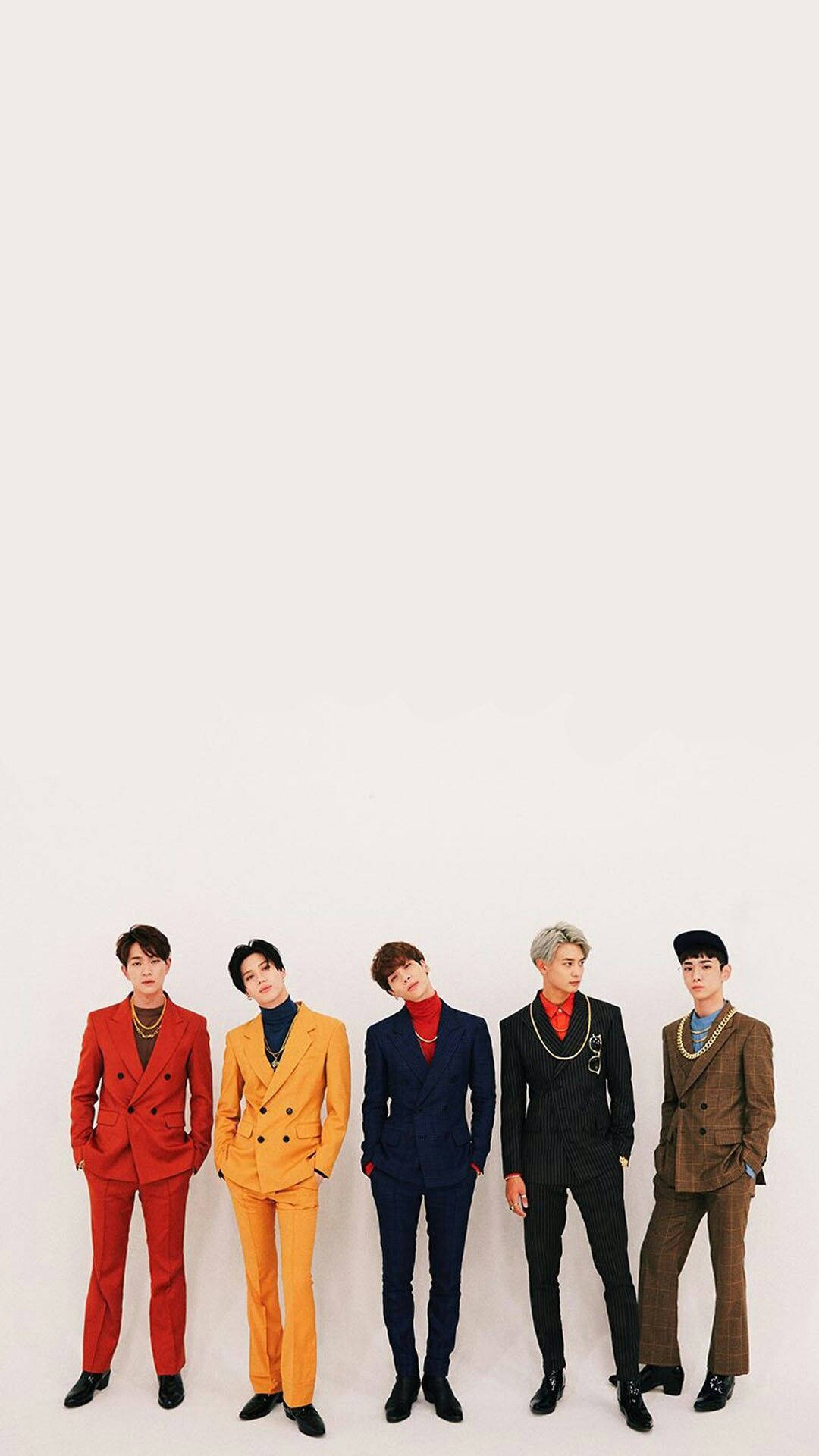 Shinee, bold colored suits, white background, Full HD Phone Wallpaper