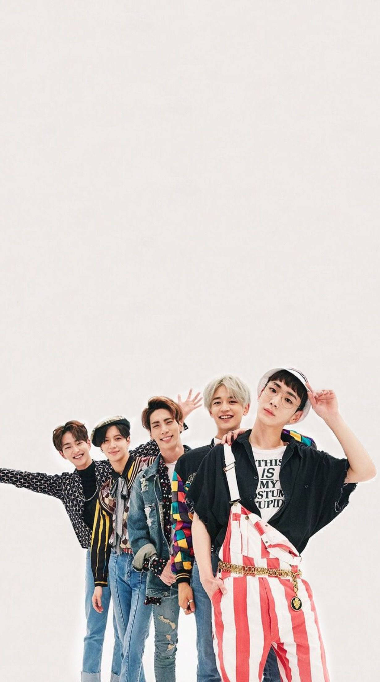 Shinee, five young men, colorful streetwear, Full HD Phone Wallpaper