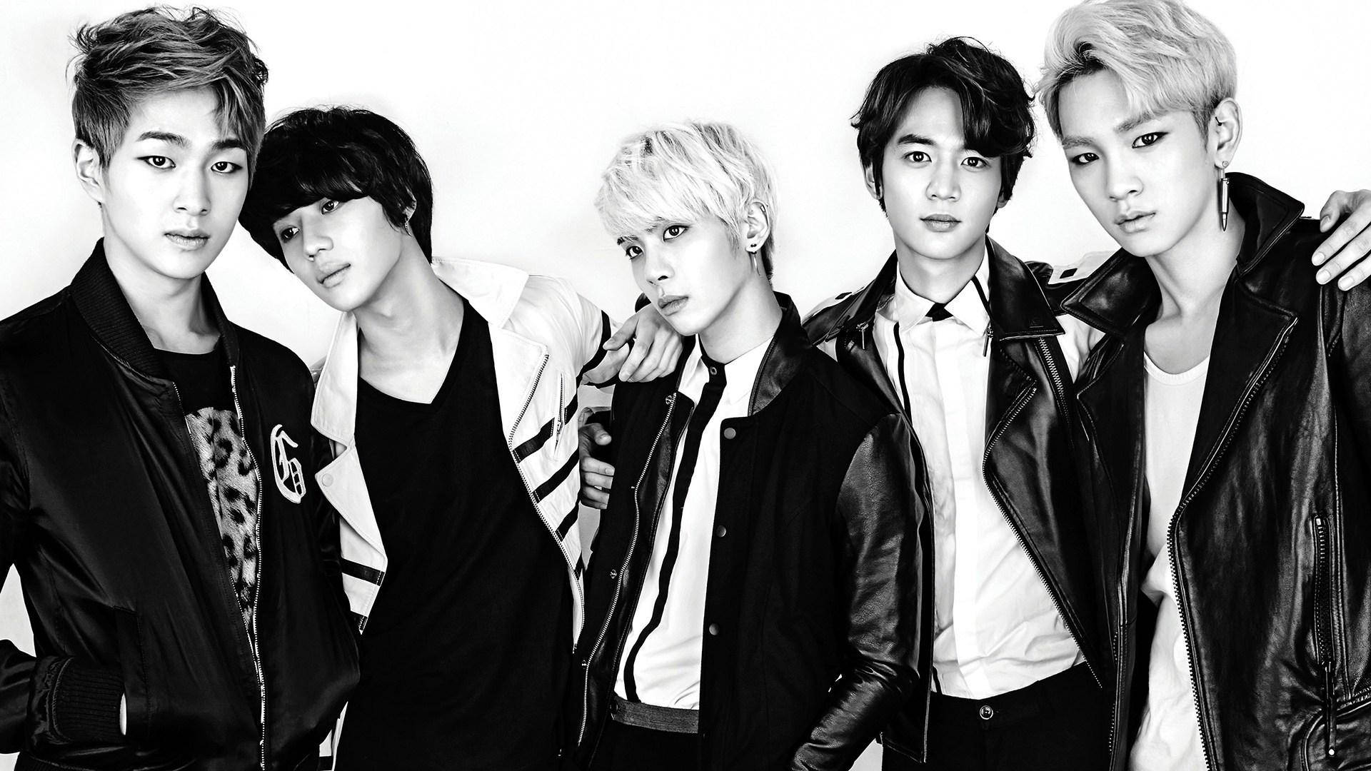 Shinee, leather jackets, stark white background, Full HD Desktop Wallpaper
