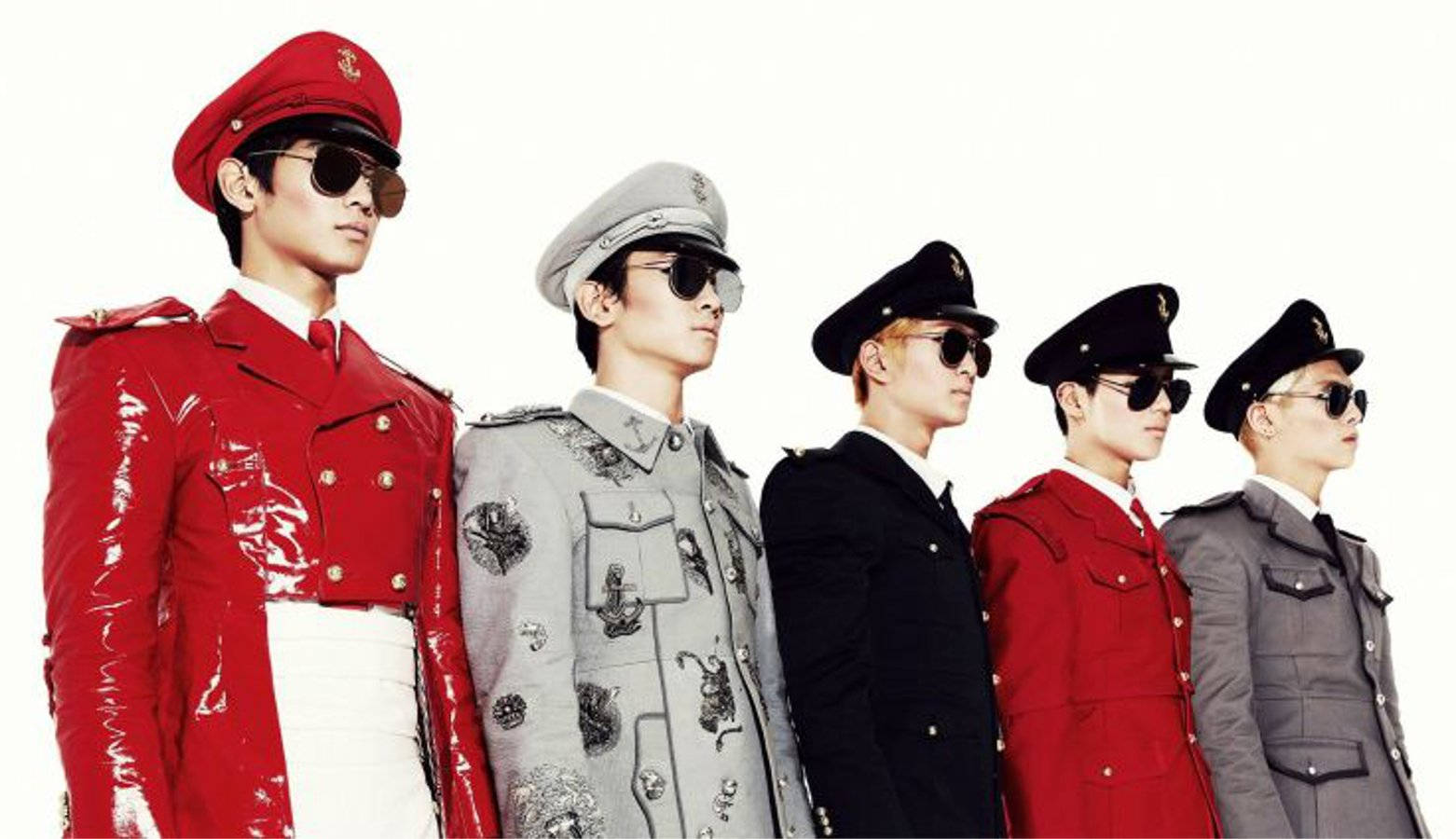 Shinee, military-style uniforms, sunglasses, HD Desktop Wallpaper