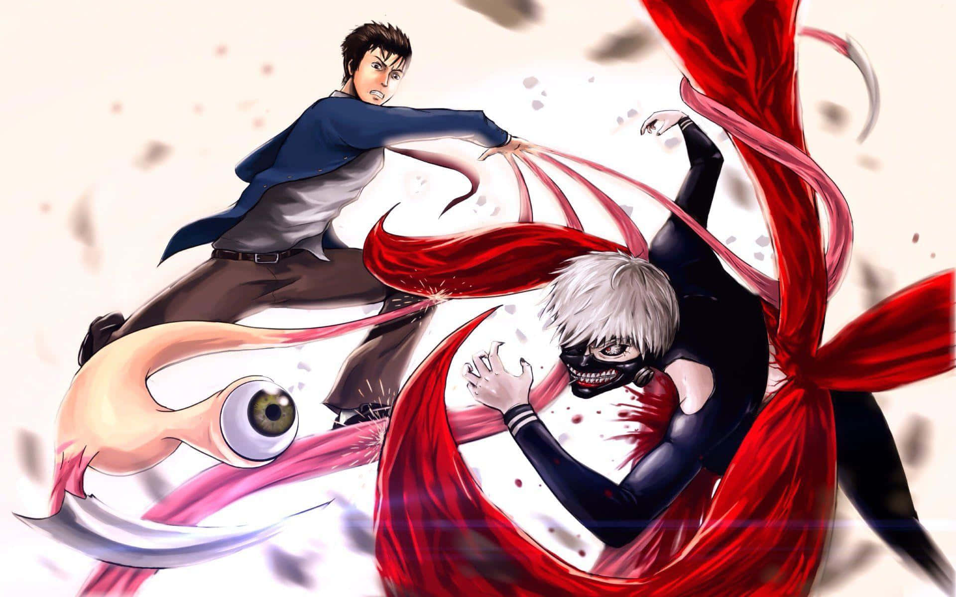 Shinichi Izumi, red tendrils, giant eye, Full HD Desktop Wallpaper