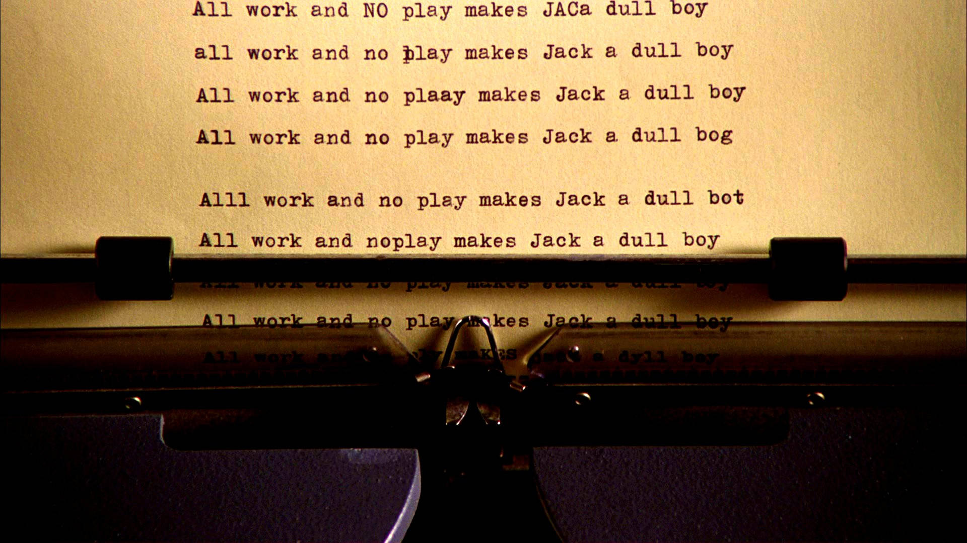 The Shining, All work and no play makes Jack a dull boy, vintage typewriter, Full HD Desktop Wallpaper