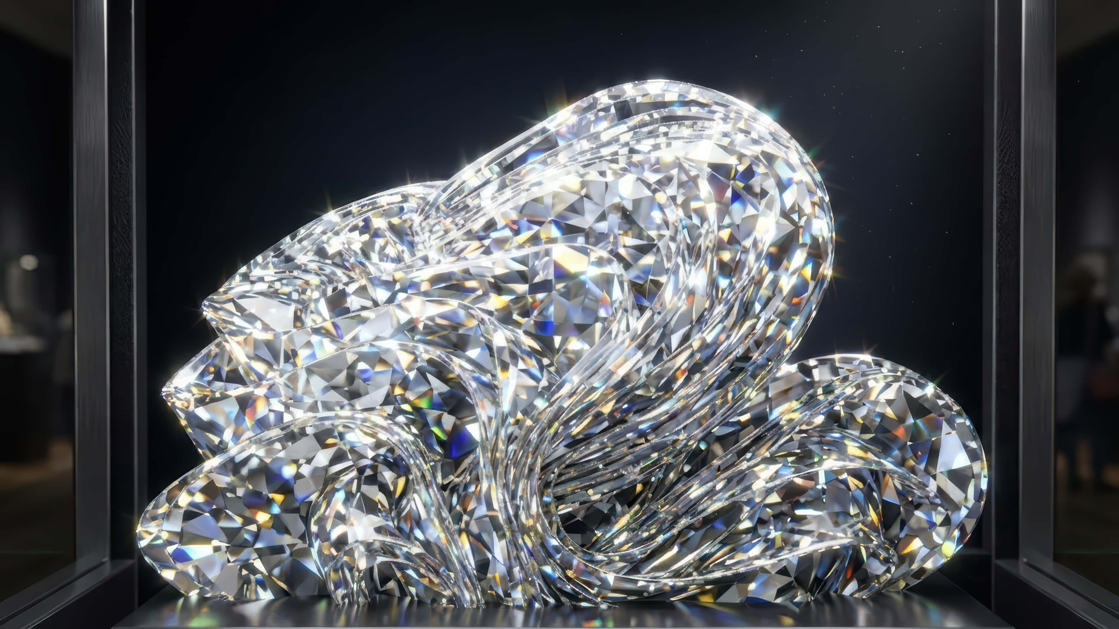 Shining, diamond bloom, massive intricately cut diamond sculpture, 4K Desktop Wallpaper