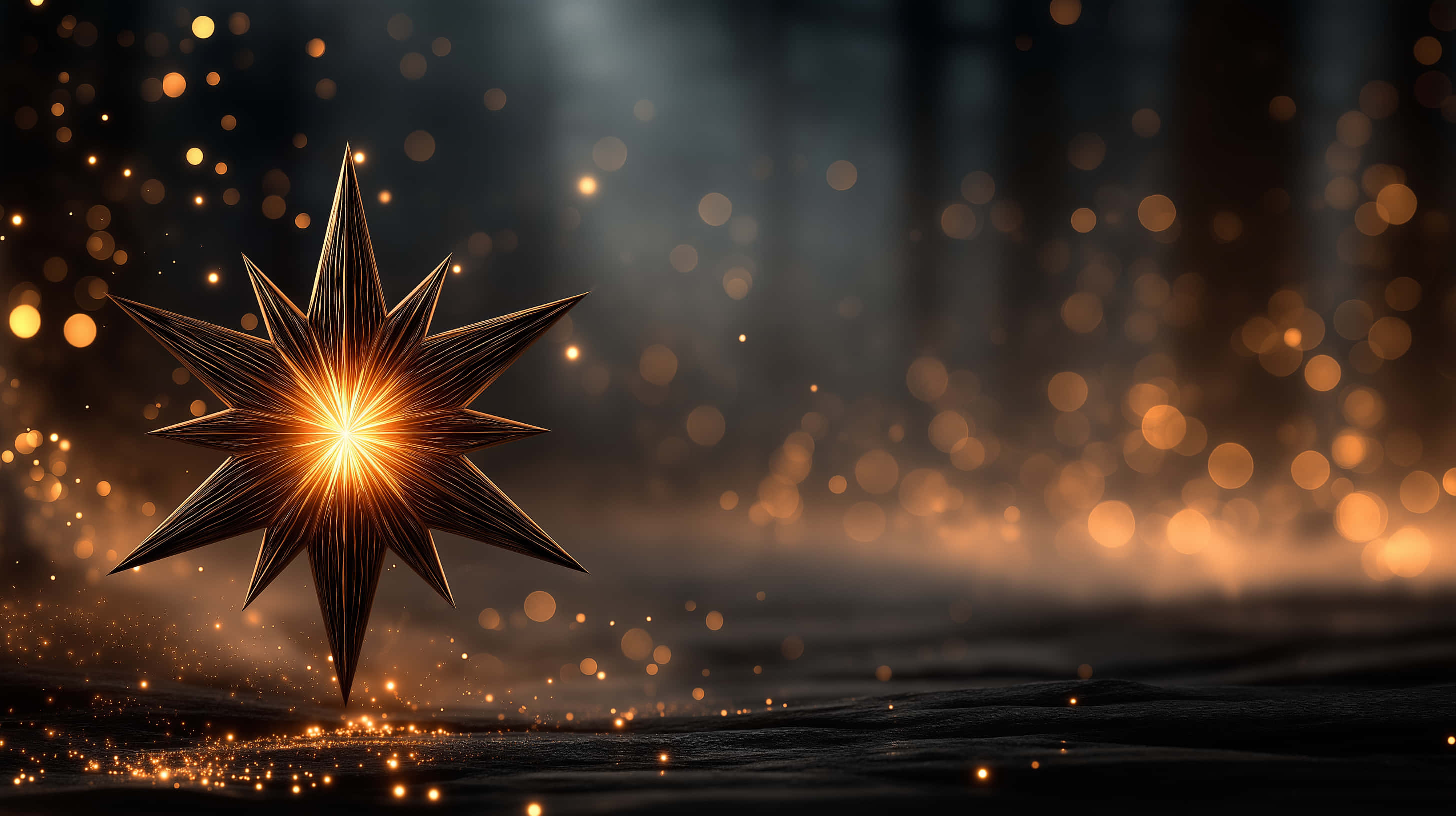 Shining Star, golden star, sharp facets, 2K Desktop Wallpaper