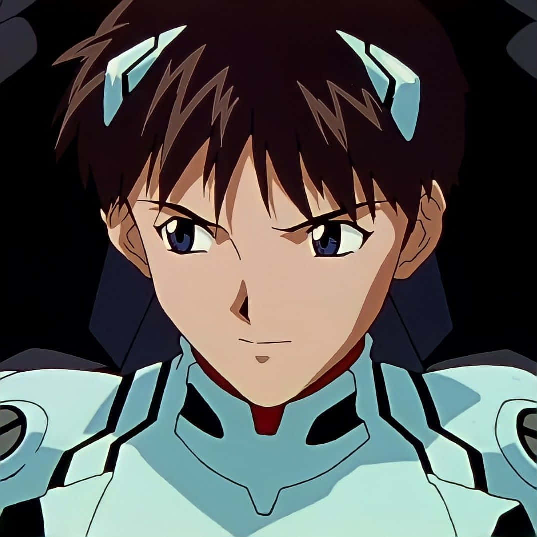 Shinji Ikari, brown hair, blue eyes, SD Desktop Wallpaper